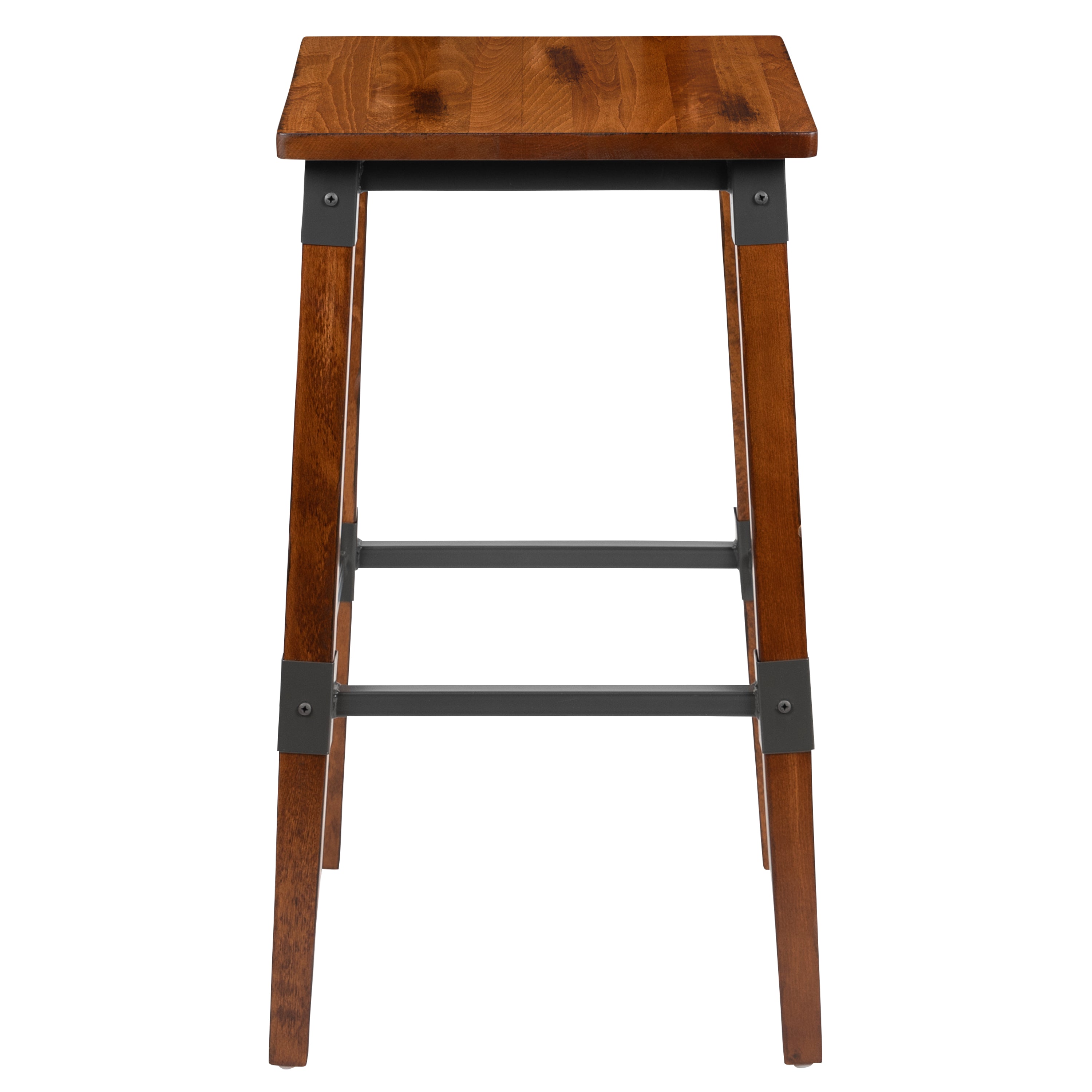 Jackson 2 Pack Rustic Antique Walnut Industrial Wood Dining Backless Barstool