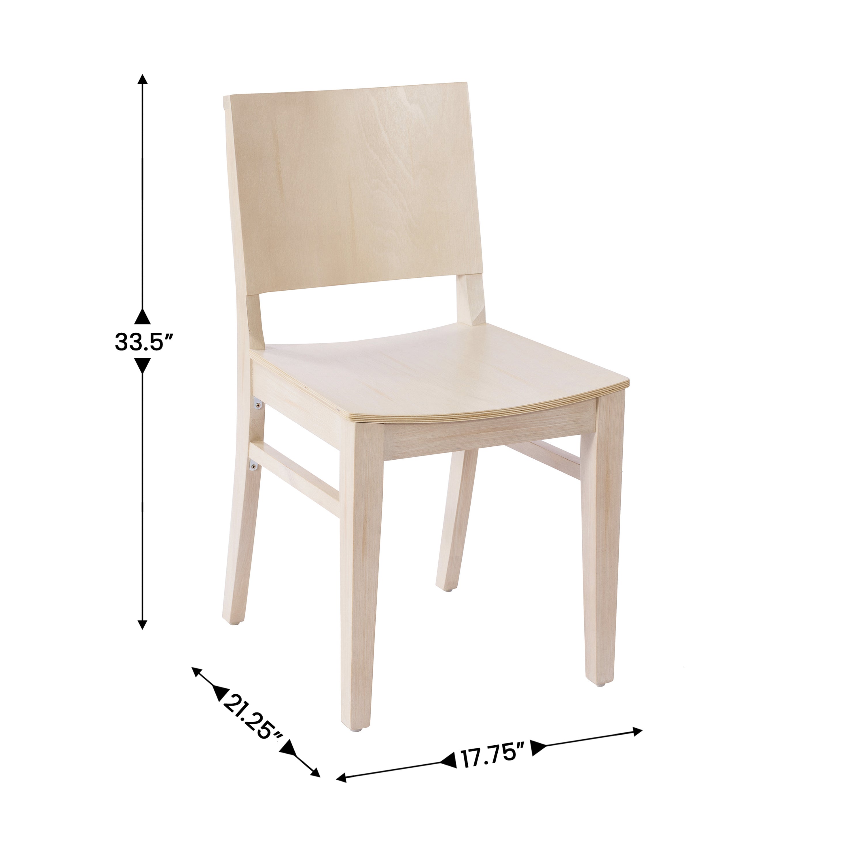 2 Pack Naples Commercial Grade Solid Wood Dining Chairs with Curved Backrests and Antique White Finish