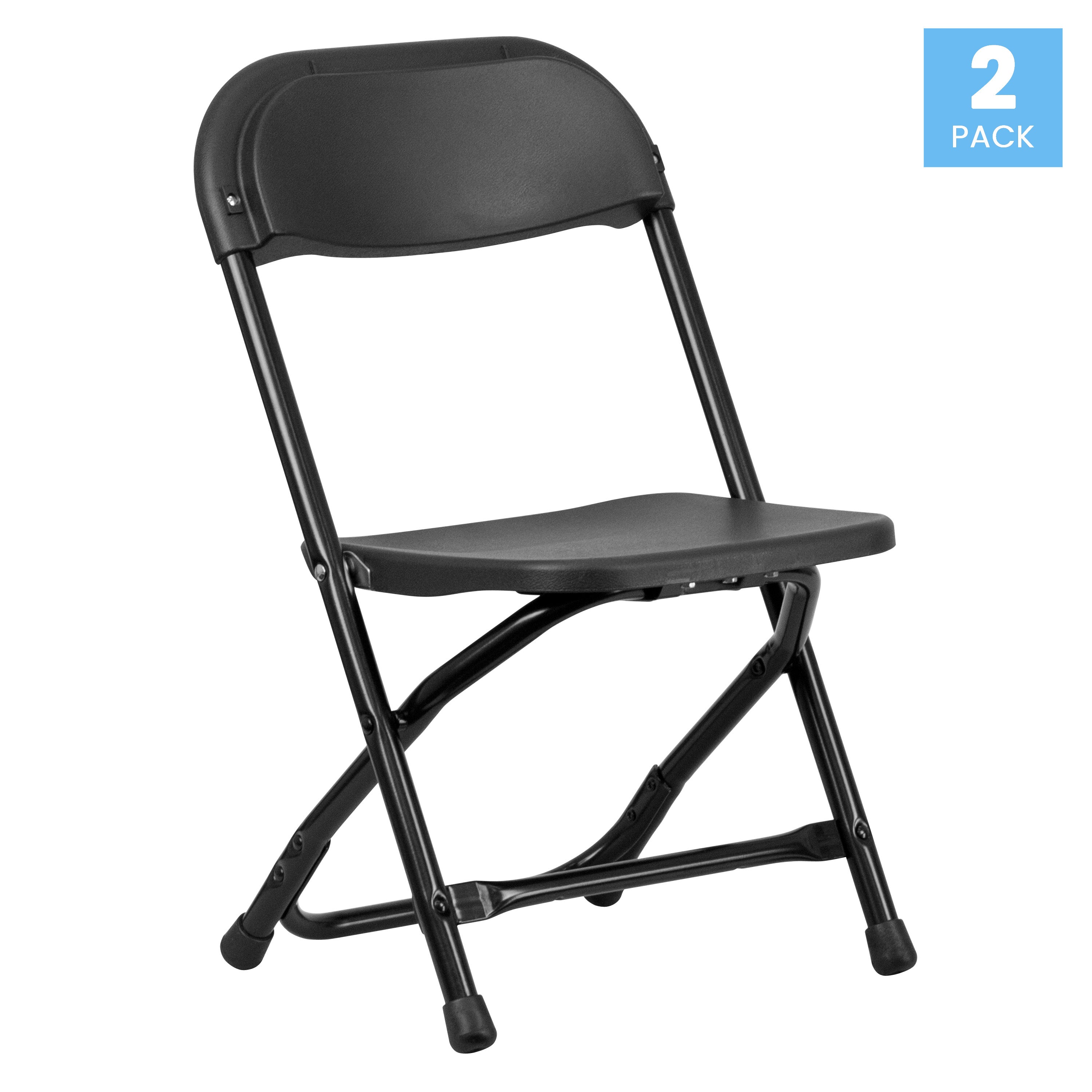 Timmy 2 Pack Kids Black Plastic Folding Chair