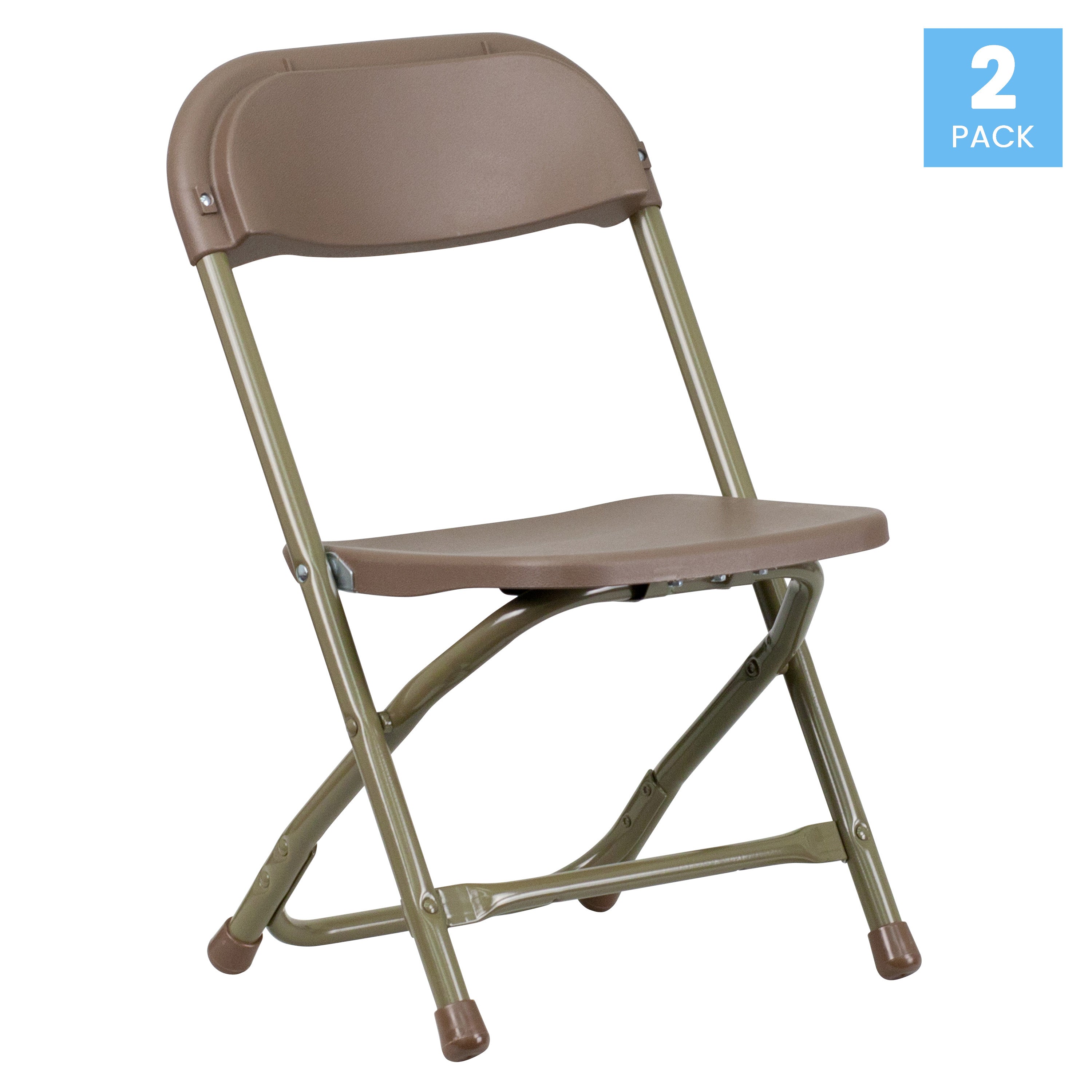 Timmy 2 Pk. Kids Brown Plastic Folding Chair