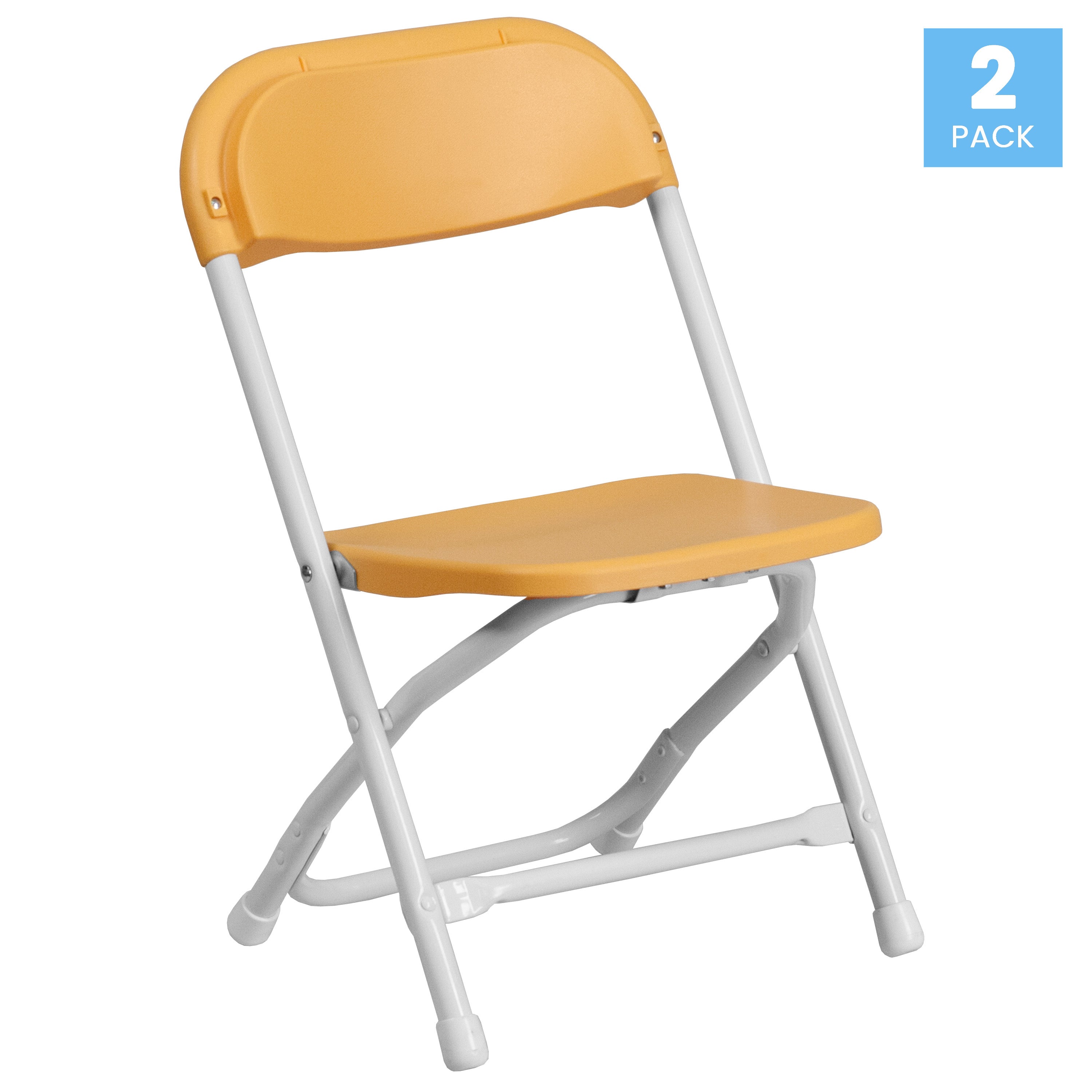 Timmy 2 Pk. Kids Yellow Plastic Folding Chair