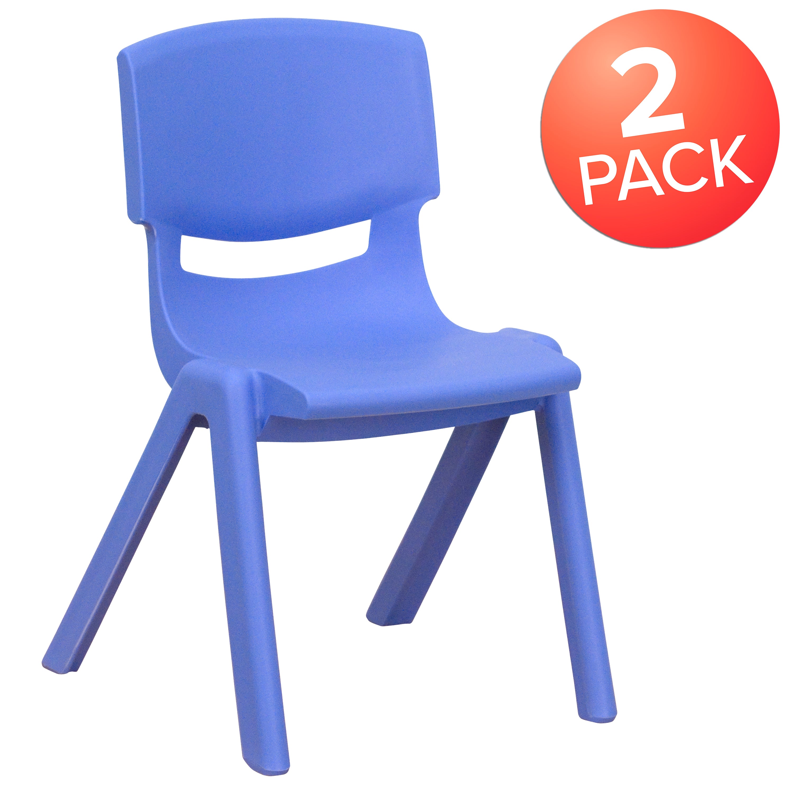 Whitney 2 Pack Blue Plastic Stackable School Chair with 12" Seat Height