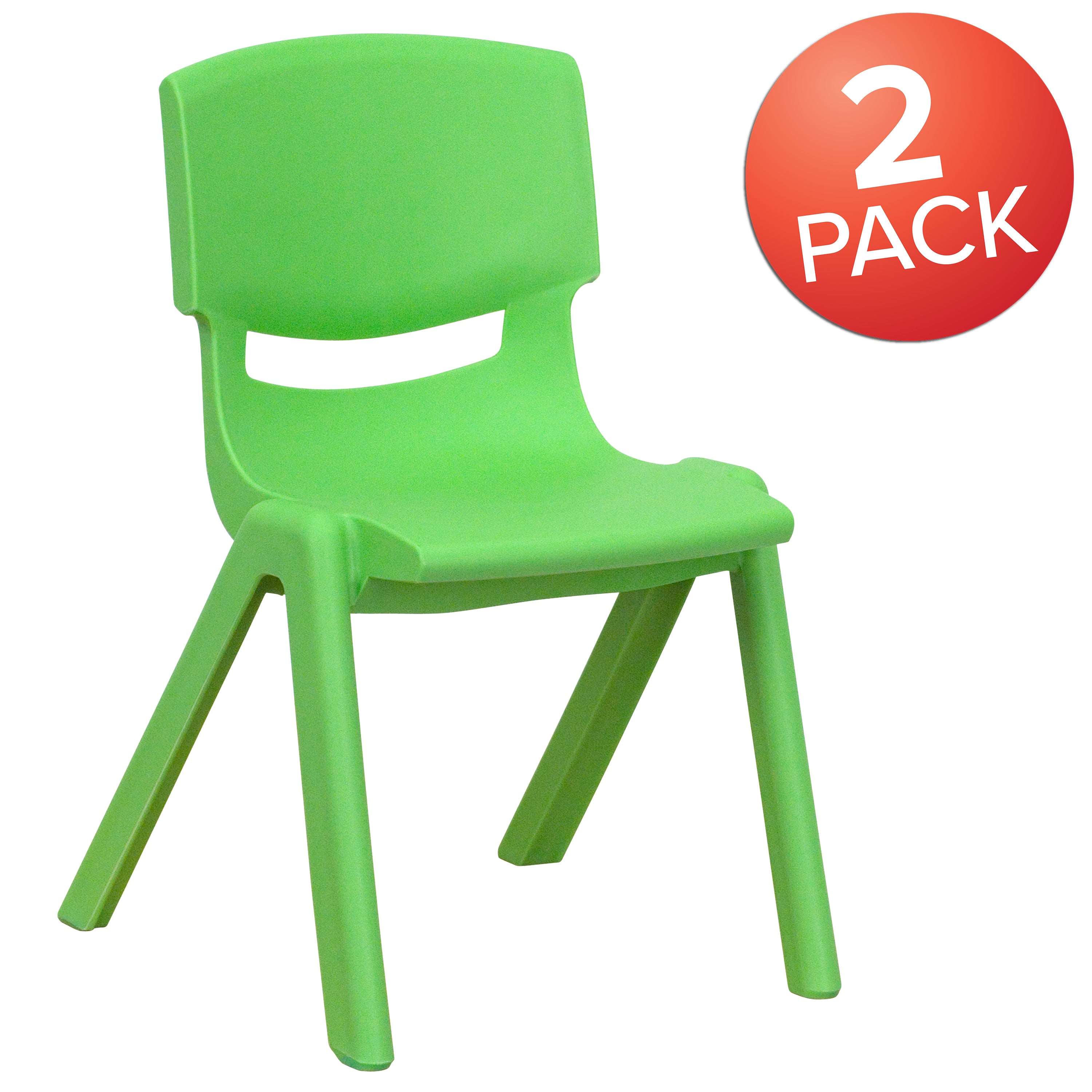 Whitney 2 Pack Green Plastic Stackable School Chair with 12" Seat Height