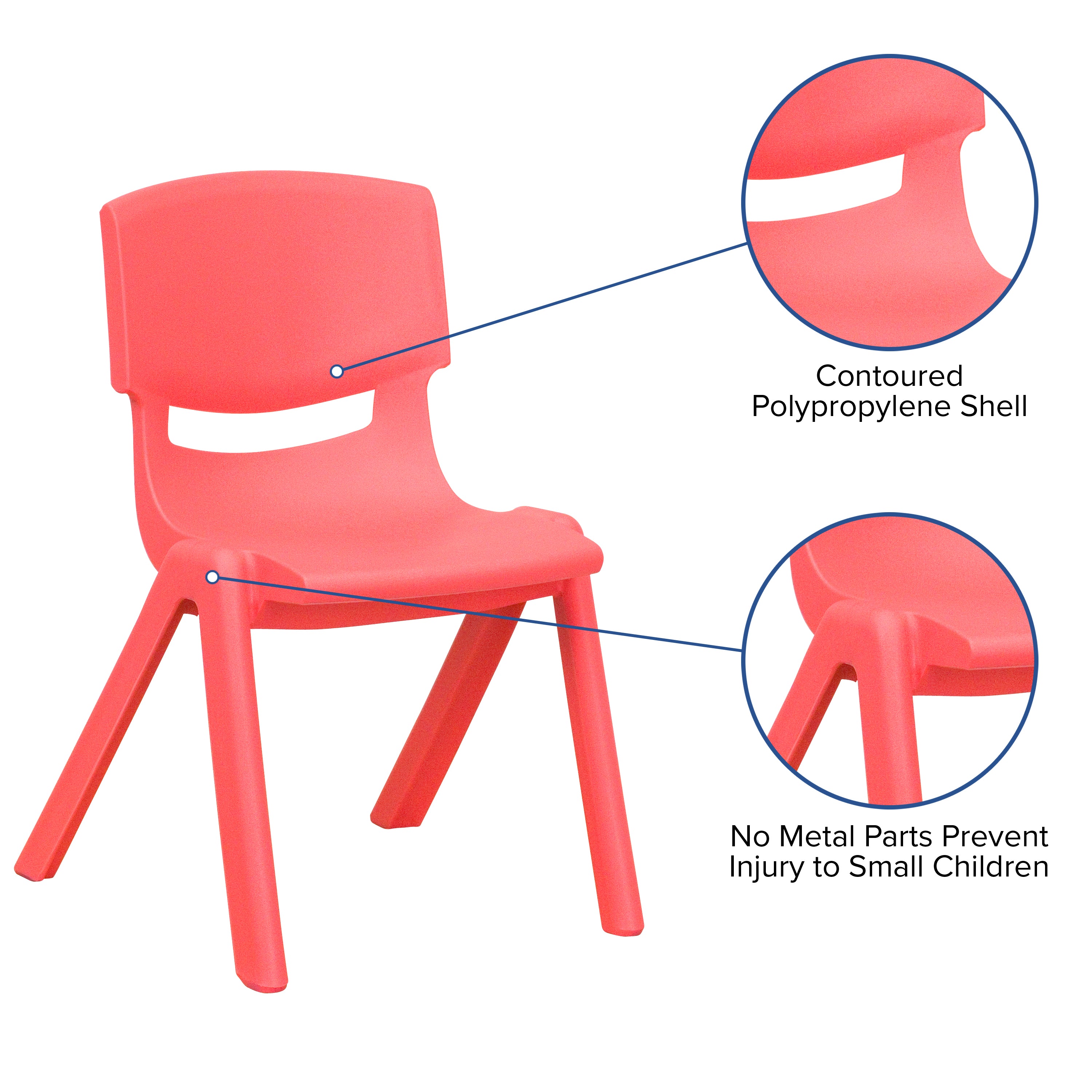 Whitney 2 Pack Red Plastic Stackable School Chair with 12" Seat Height