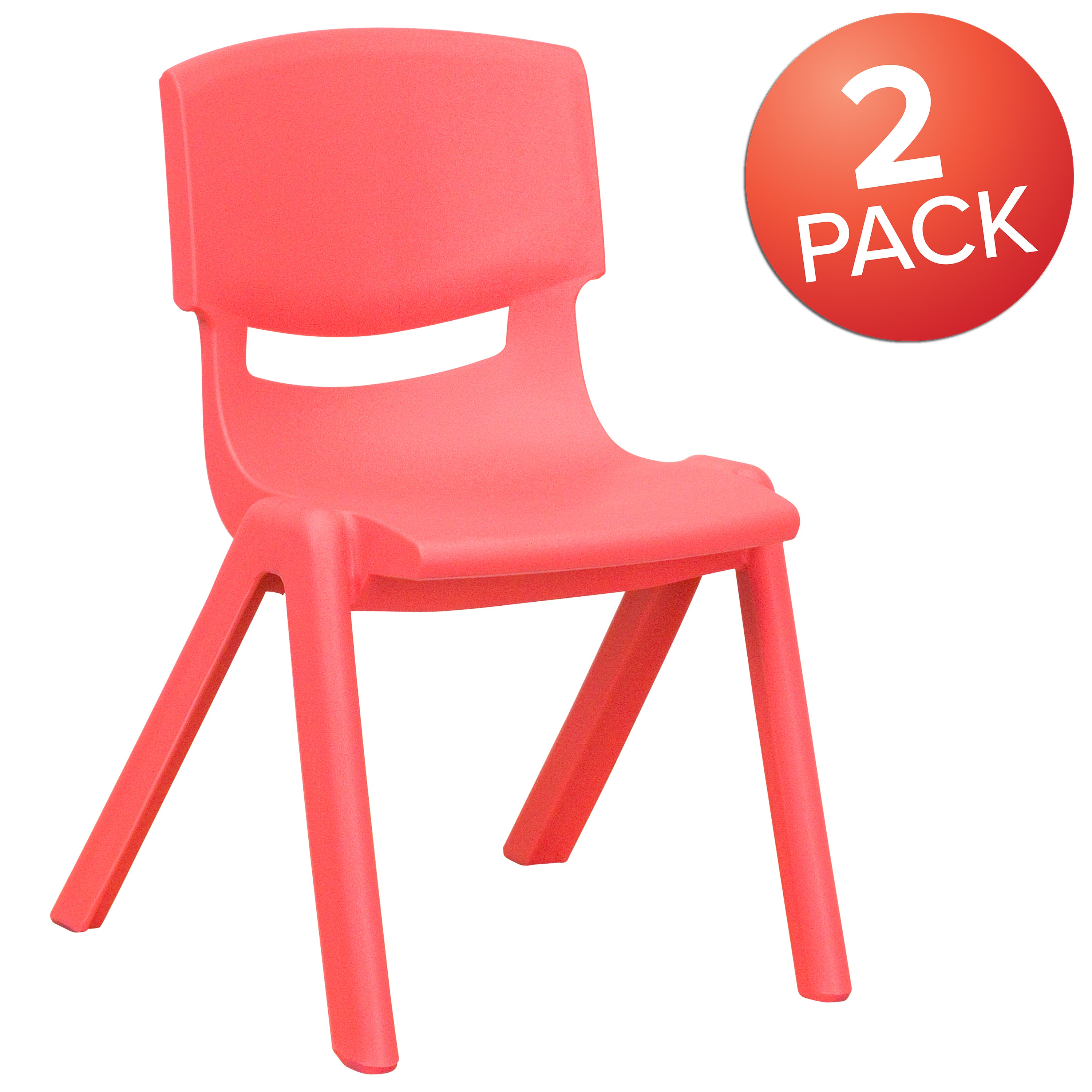 Whitney 2 Pack Red Plastic Stackable School Chair with 12" Seat Height