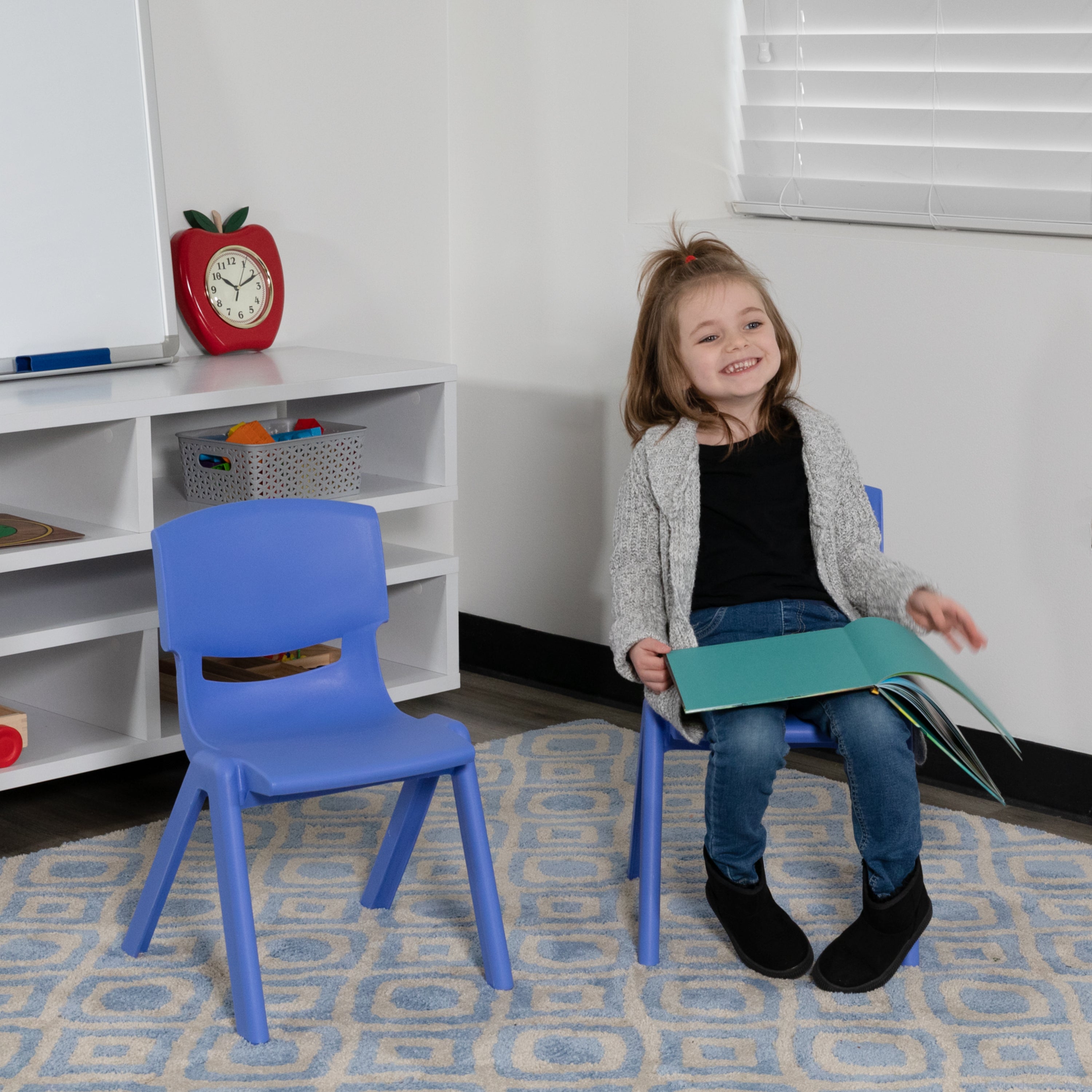 Whitney 2 Pack Blue Plastic Stackable School Chair with 10.5'' Seat Height
