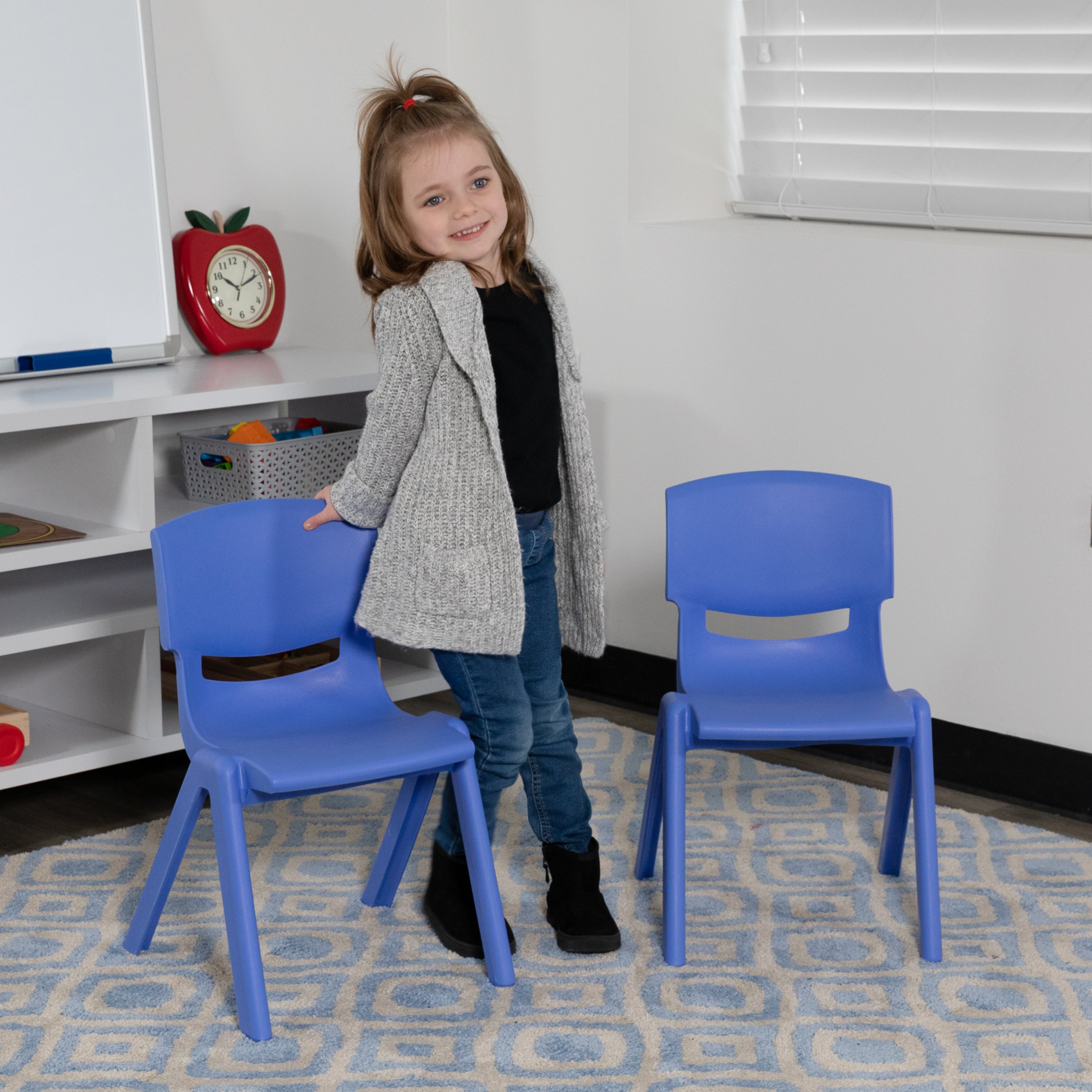Whitney 2 Pack Blue Plastic Stackable School Chair with 10.5'' Seat Height