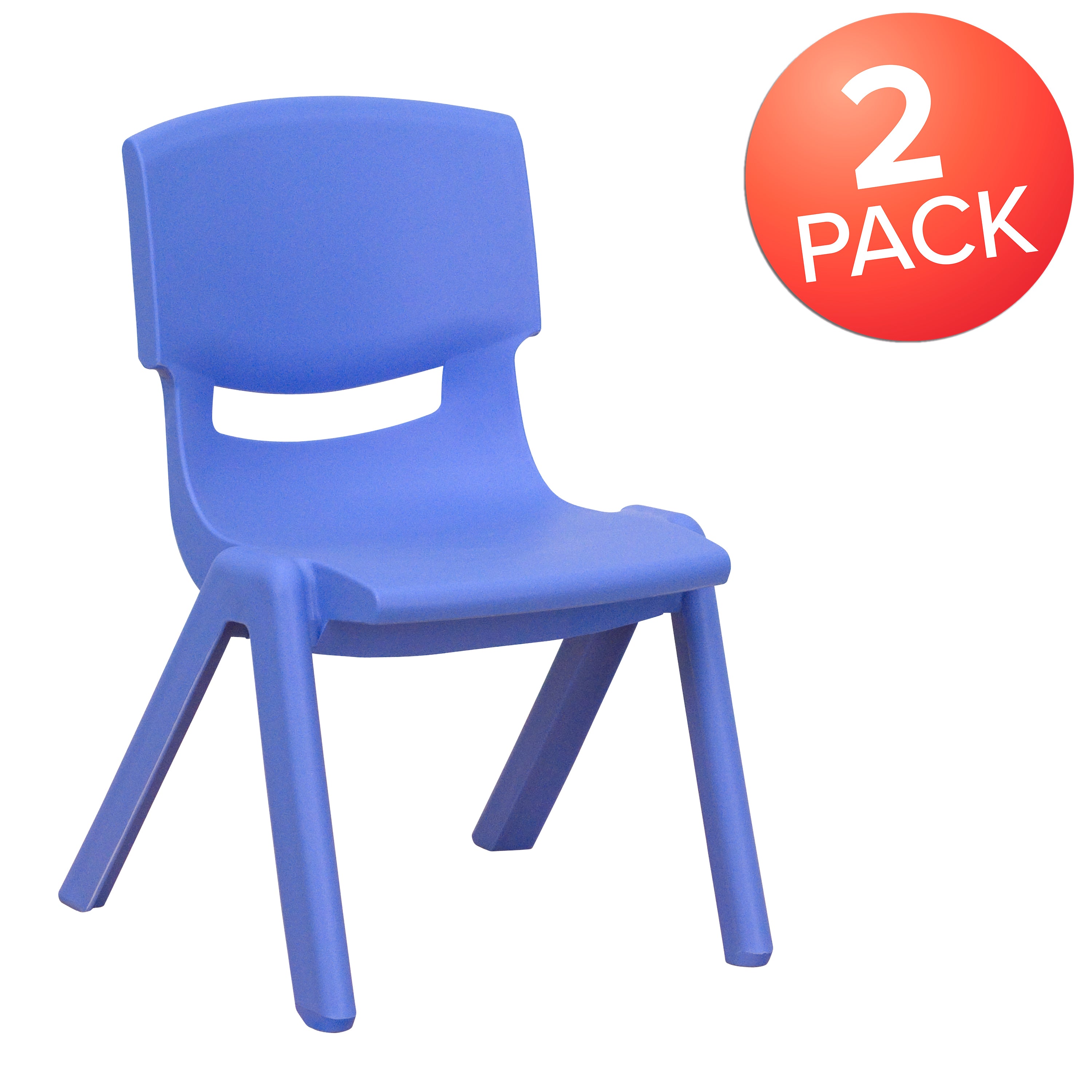 Whitney 2 Pack Blue Plastic Stackable School Chair with 10.5'' Seat Height