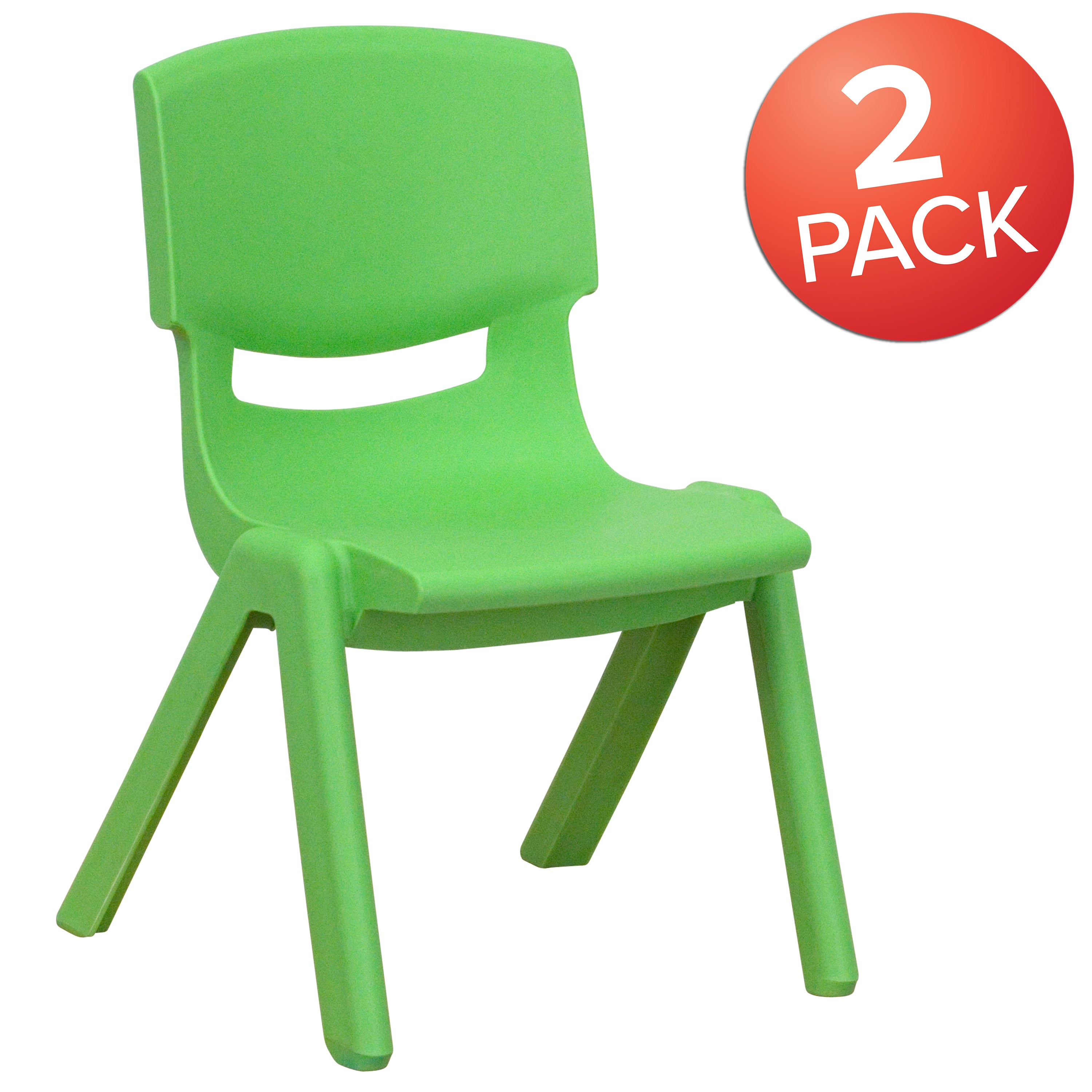 Whitney 2 Pack Green Plastic Stackable School Chair with 10.5'' Seat Height
