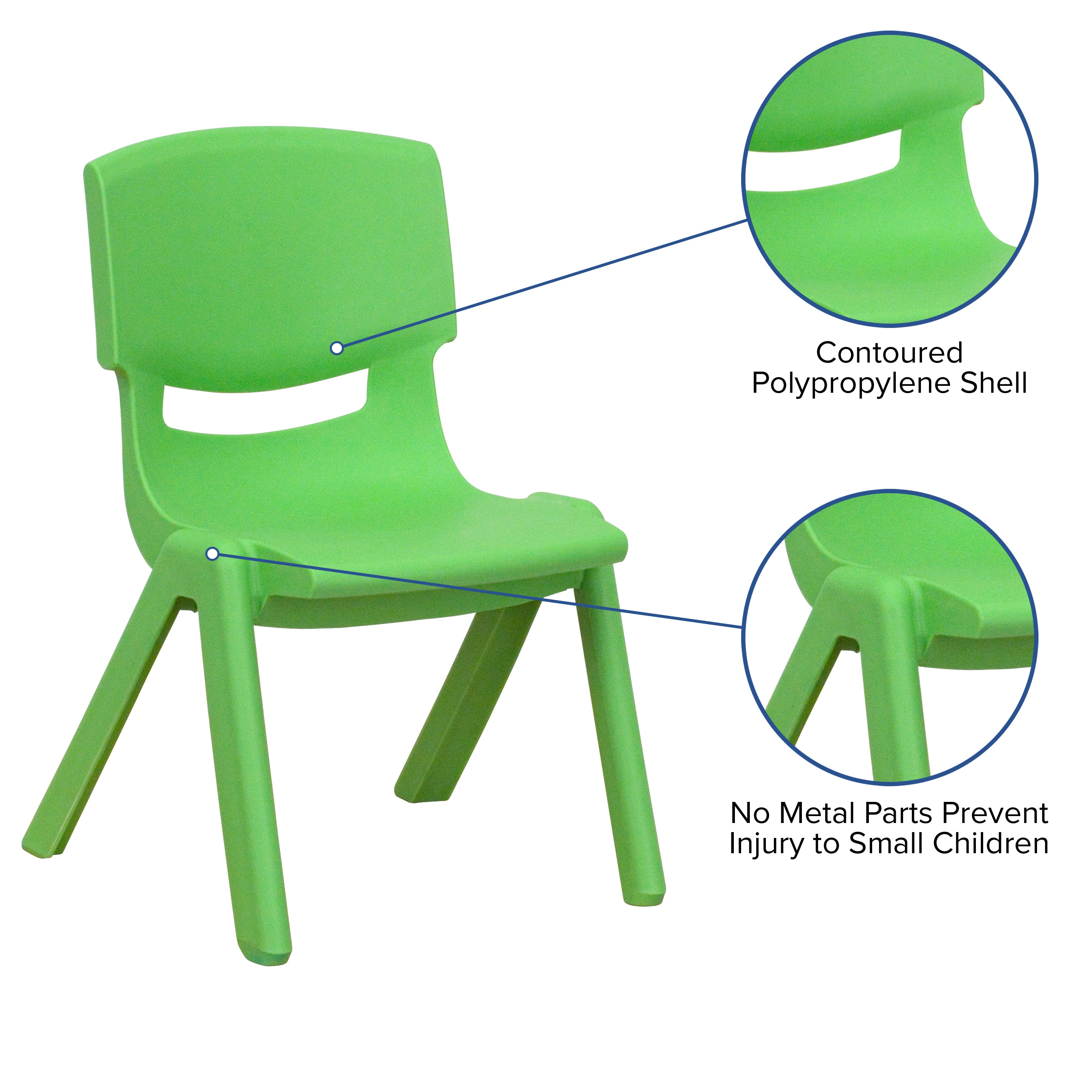 Whitney 2 Pack Green Plastic Stackable School Chair with 10.5'' Seat Height