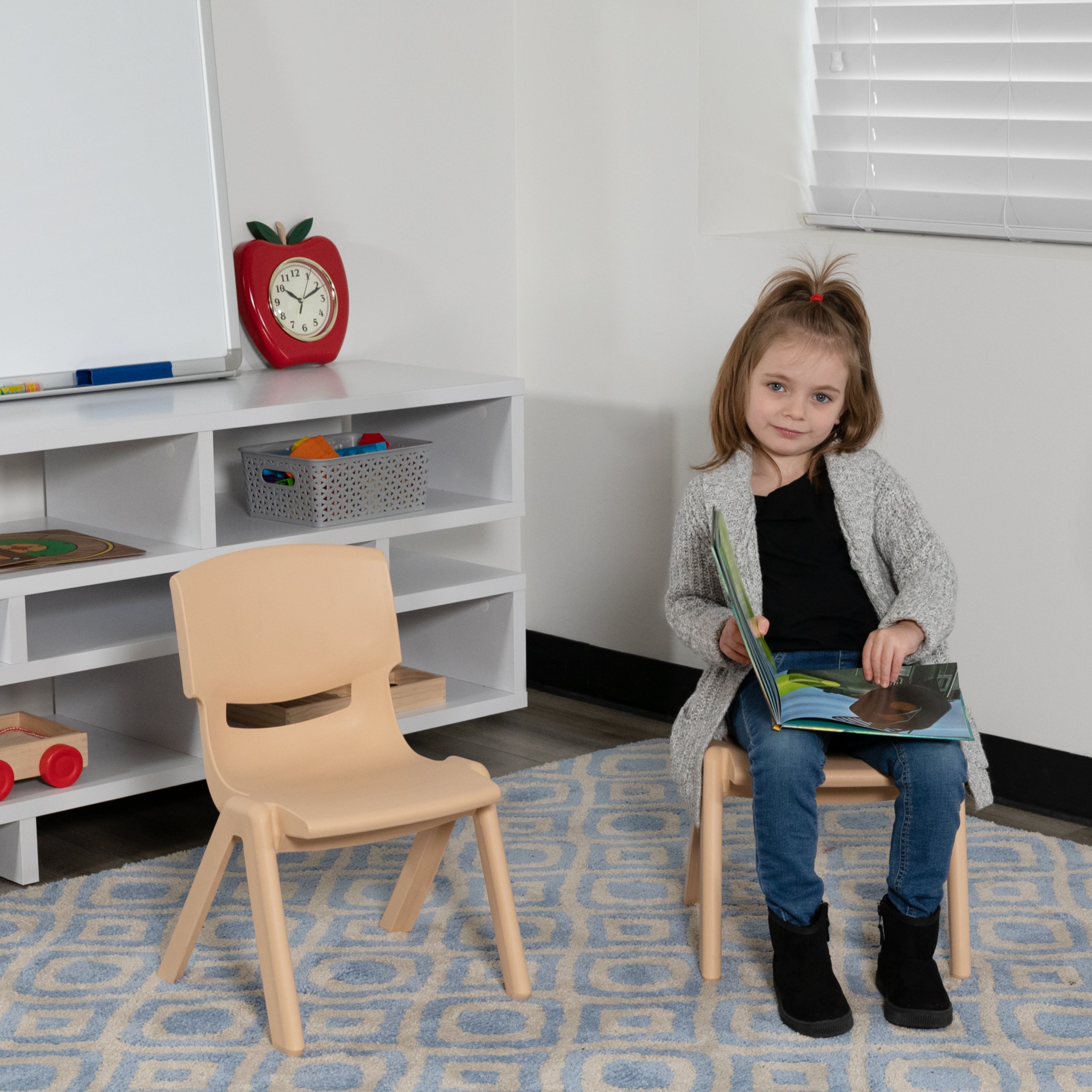 Whitney 2 Pack Natural Plastic Stackable School Chair with 10.5" Seat Height