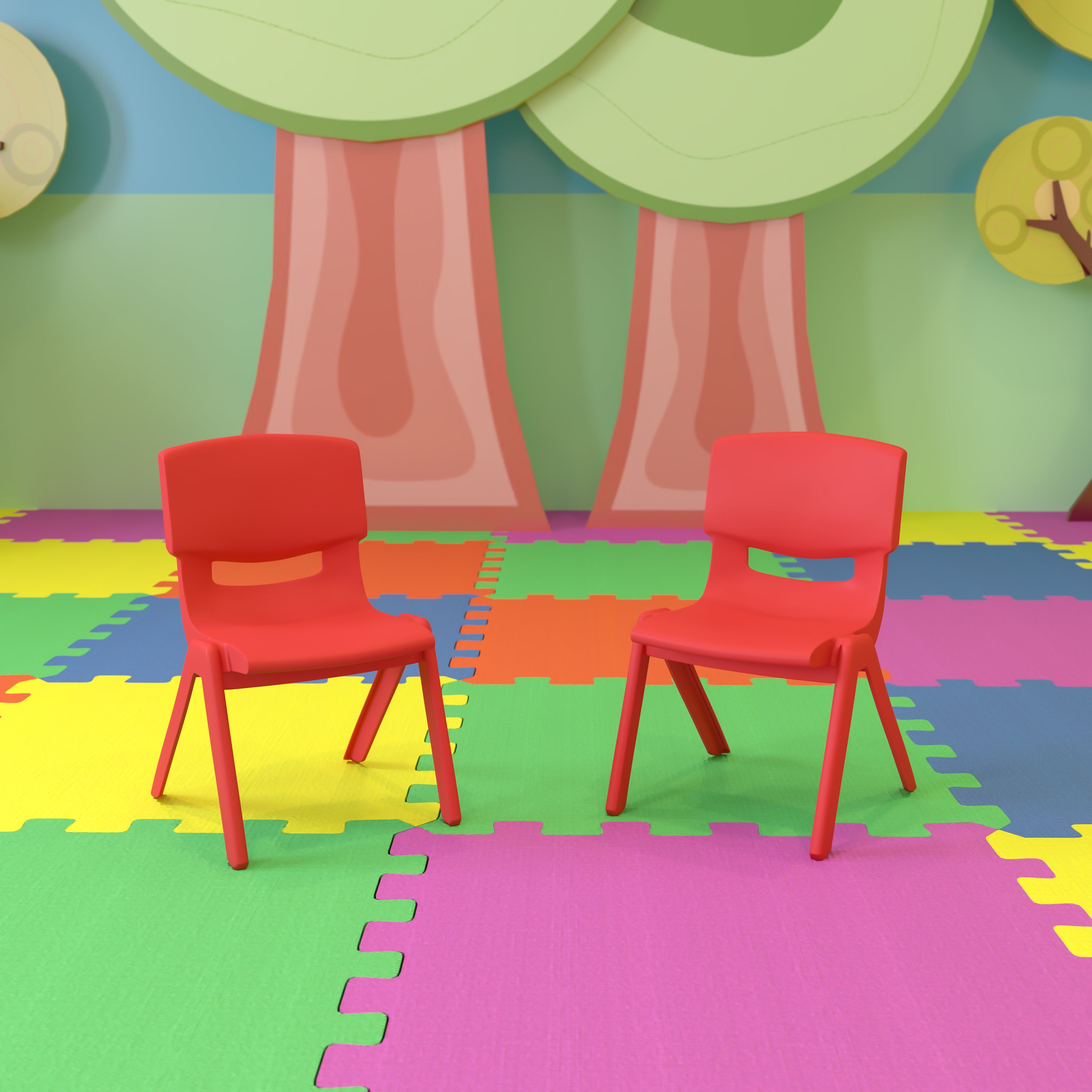 Whitney 2 Pack Red Plastic Stackable School Chair with 10.5'' Seat Height