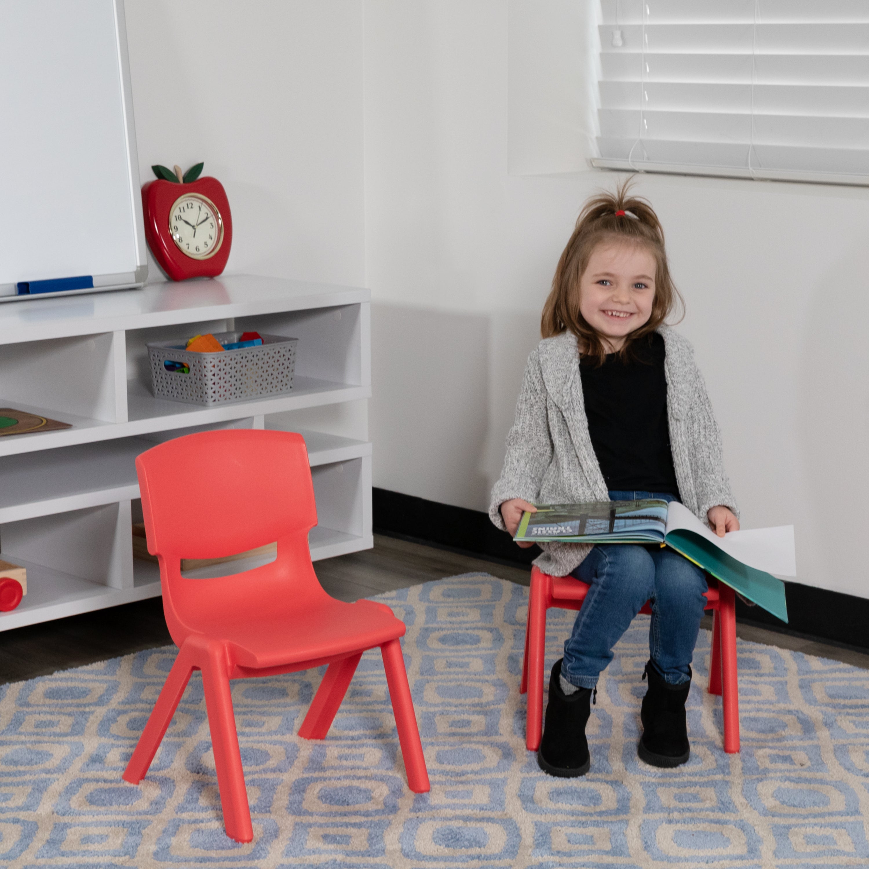 Whitney 2 Pack Red Plastic Stackable School Chair with 10.5'' Seat Height