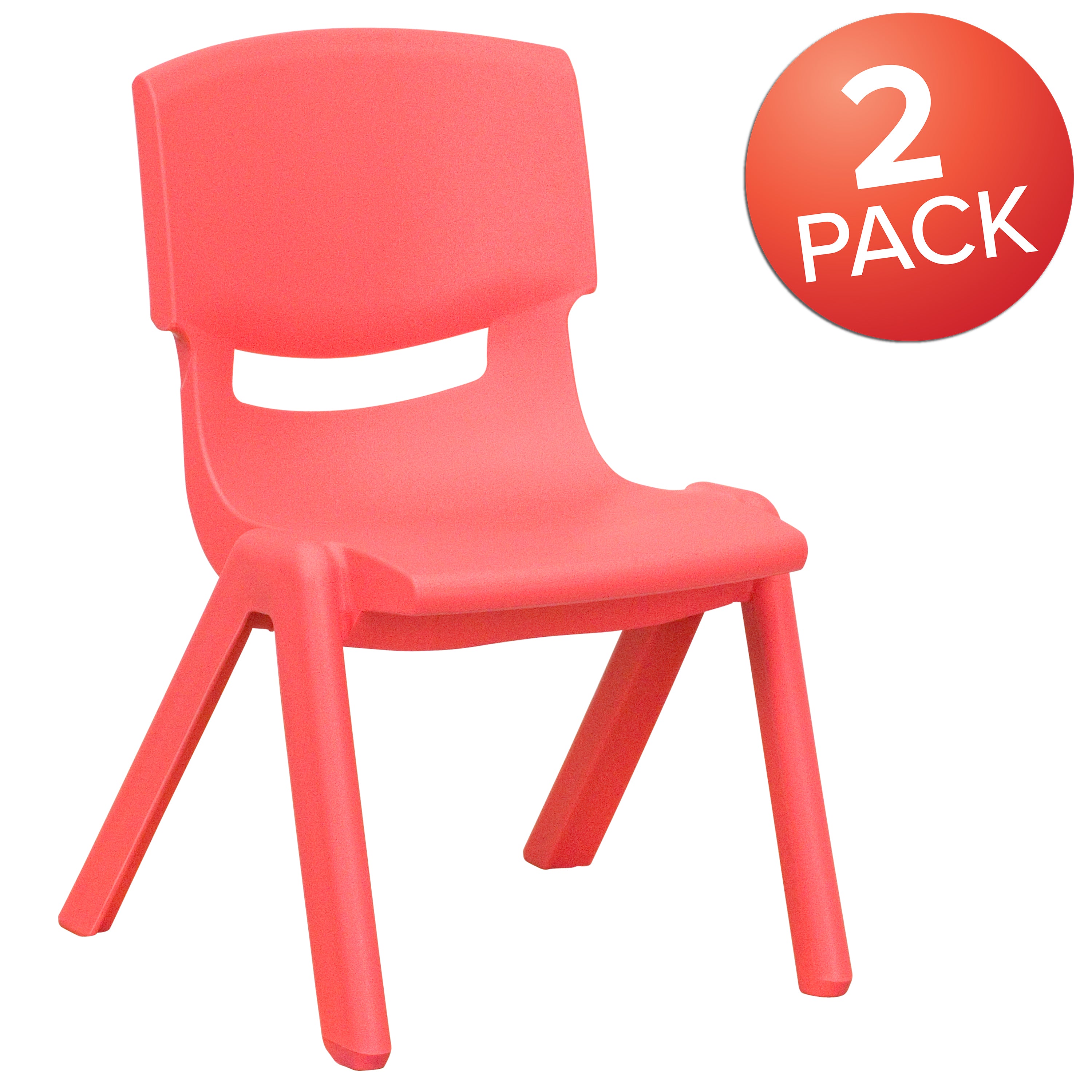 Whitney 2 Pack Red Plastic Stackable School Chair with 10.5'' Seat Height