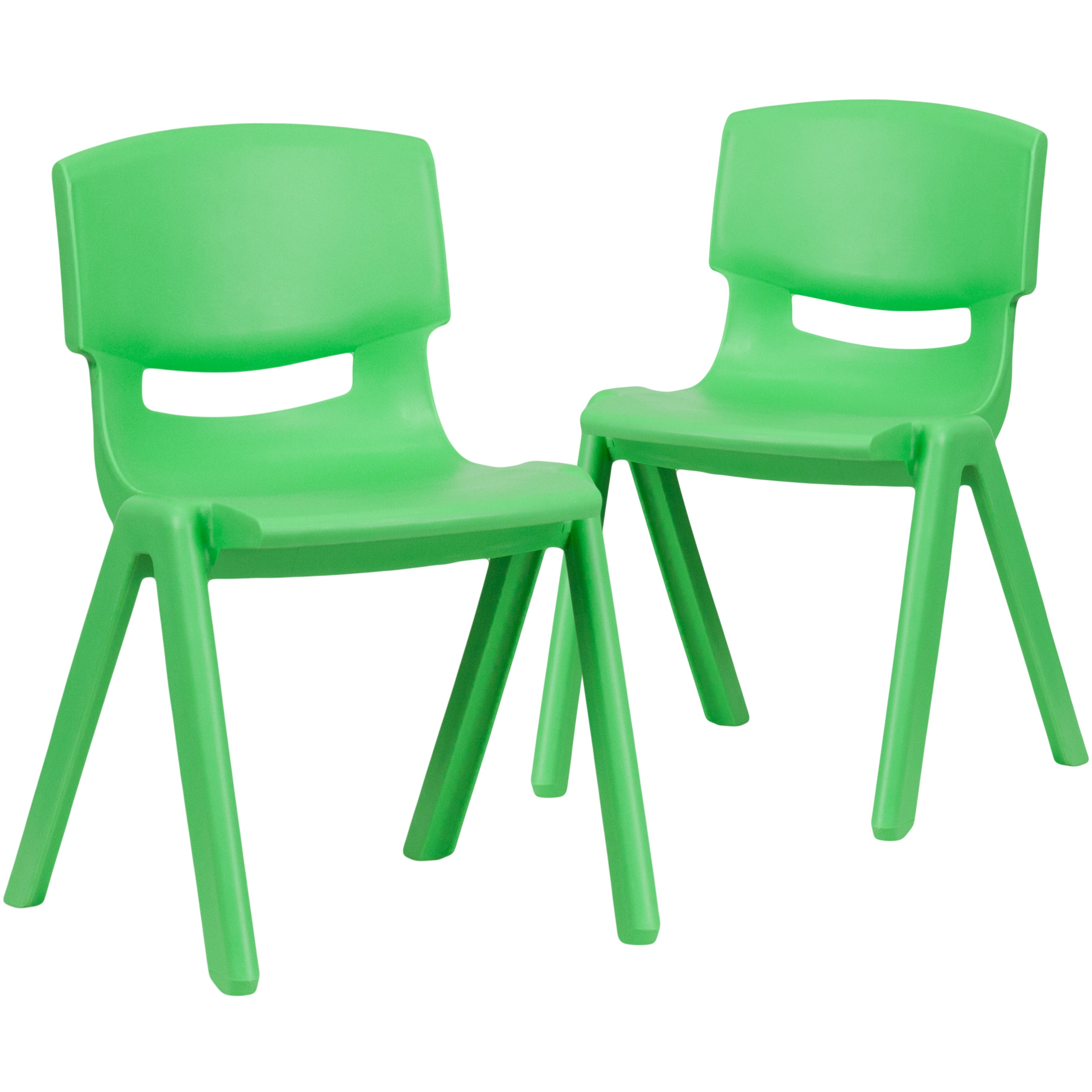 Whitney 2 Pack Green Plastic Stackable School Chair with 13.25" Seat Height