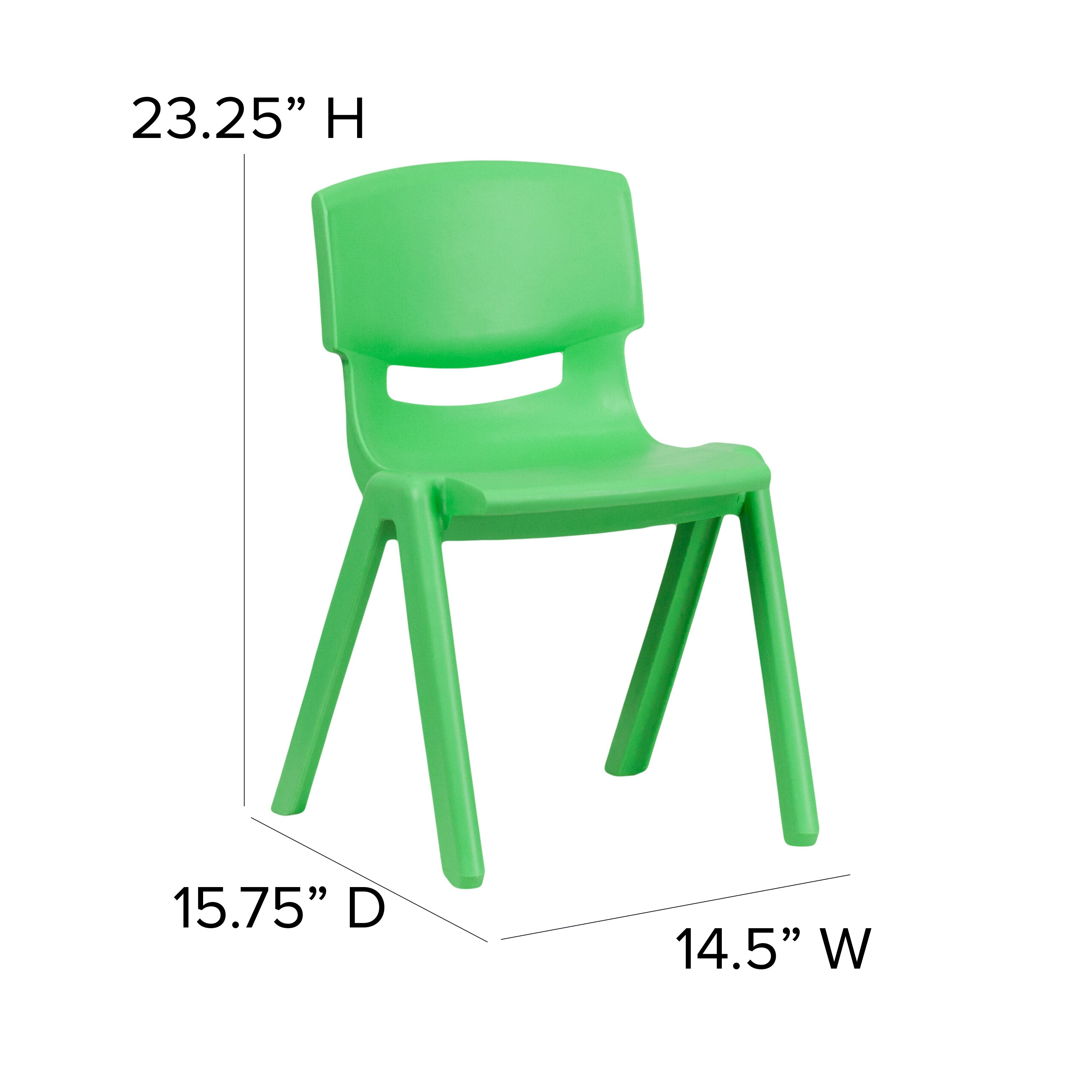 Whitney 2 Pack Green Plastic Stackable School Chair with 13.25" Seat Height