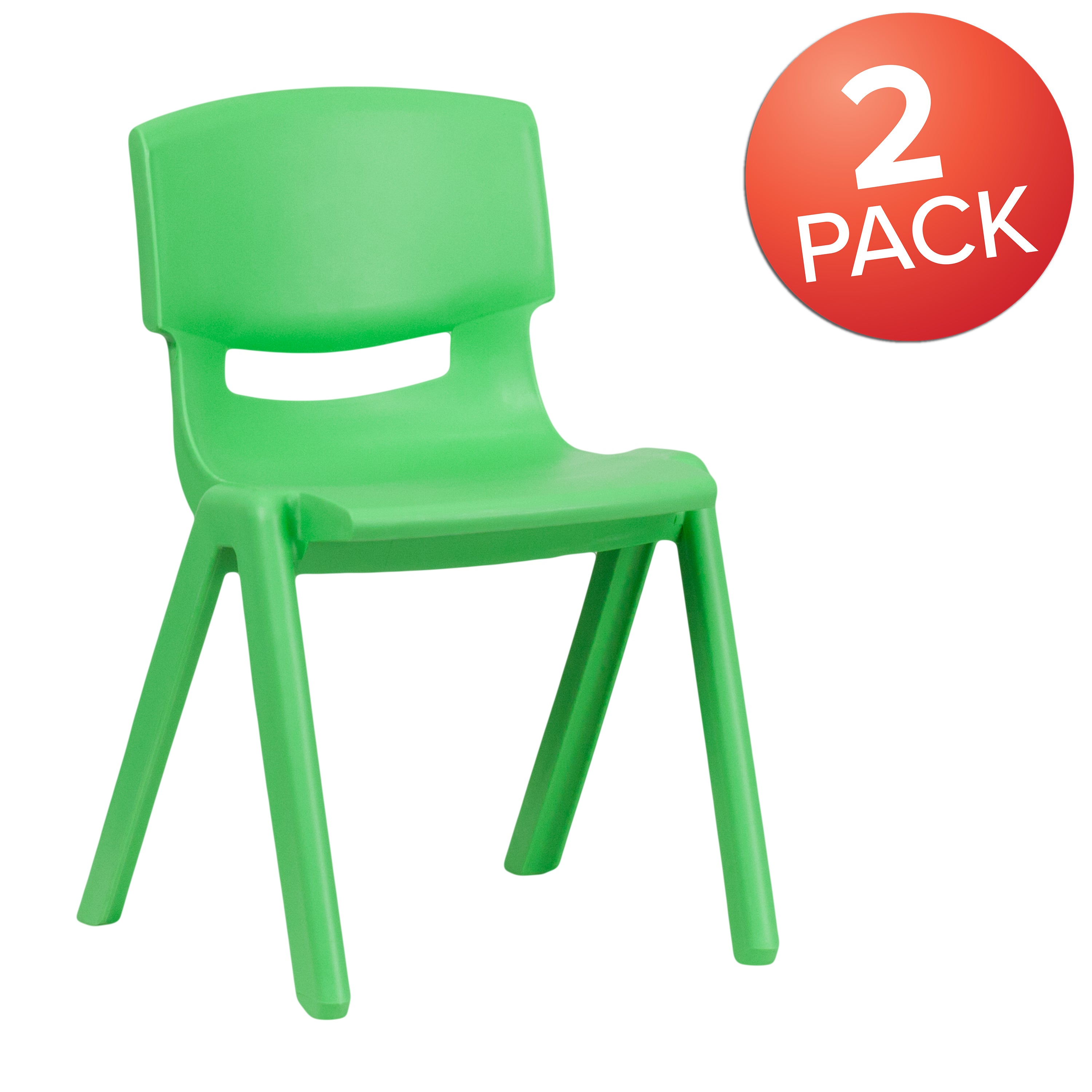 Whitney 2 Pack Green Plastic Stackable School Chair with 13.25" Seat Height