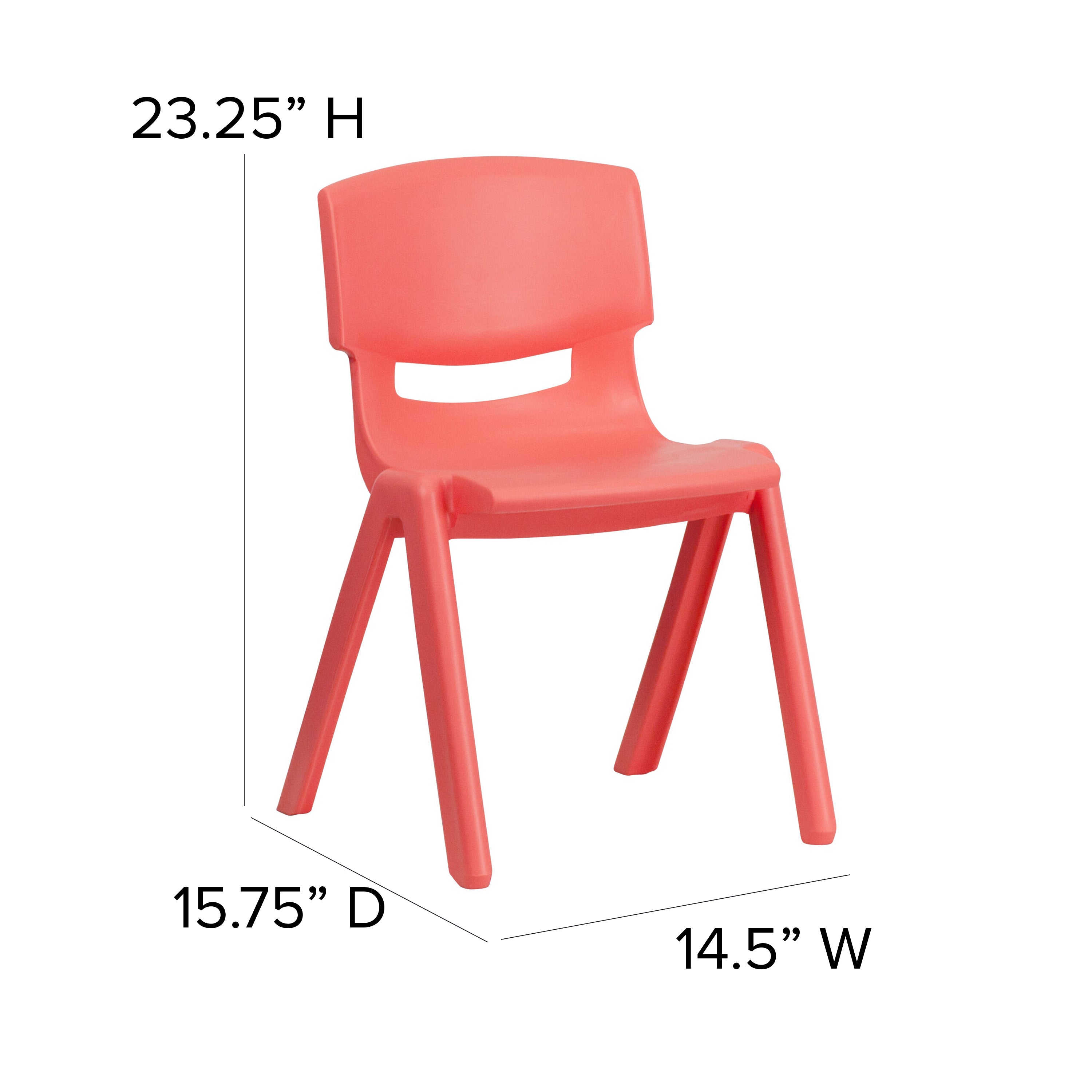 Whitney 2 Pack Red Plastic Stackable School Chair with 13.25" Seat Height