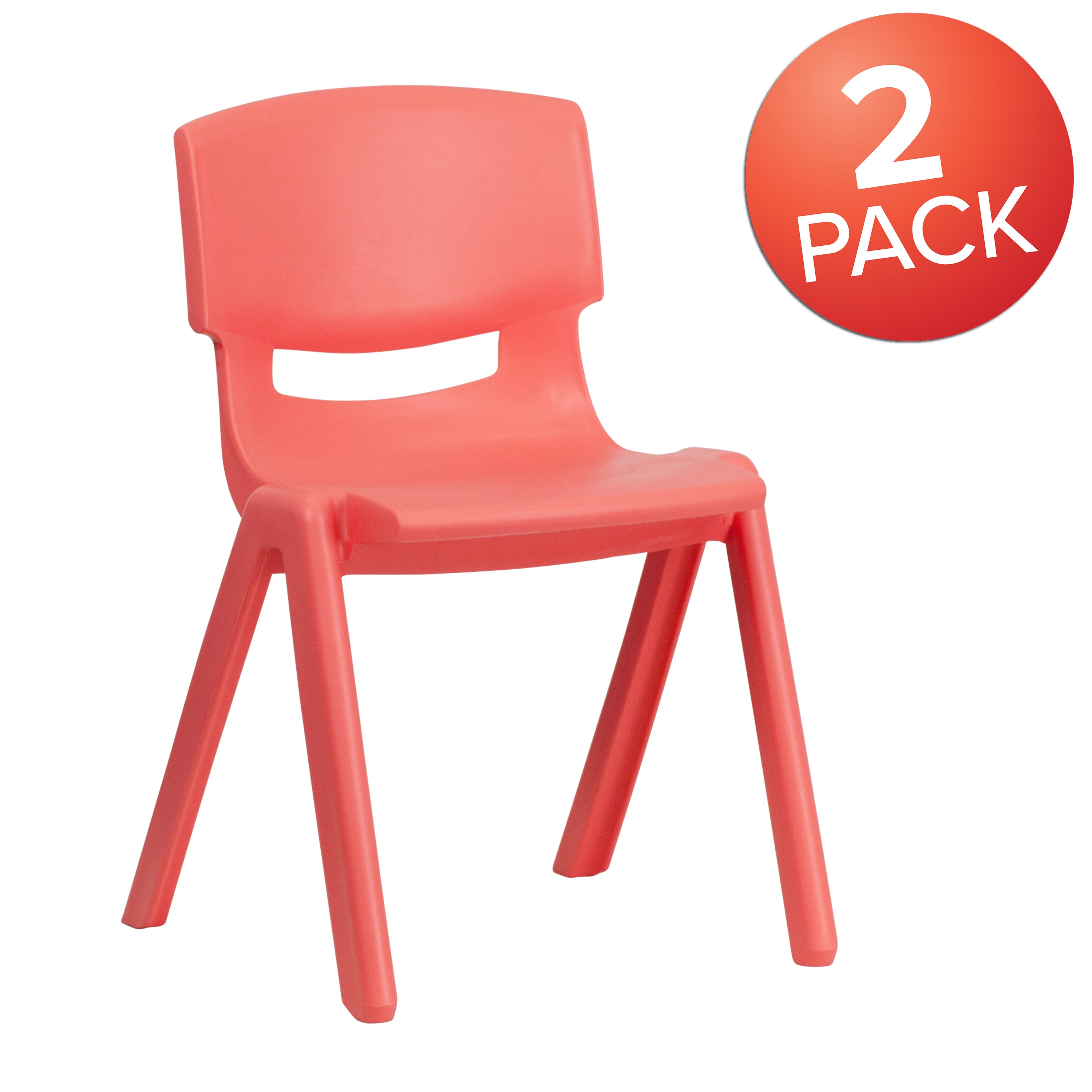 Whitney 2 Pack Red Plastic Stackable School Chair with 13.25" Seat Height