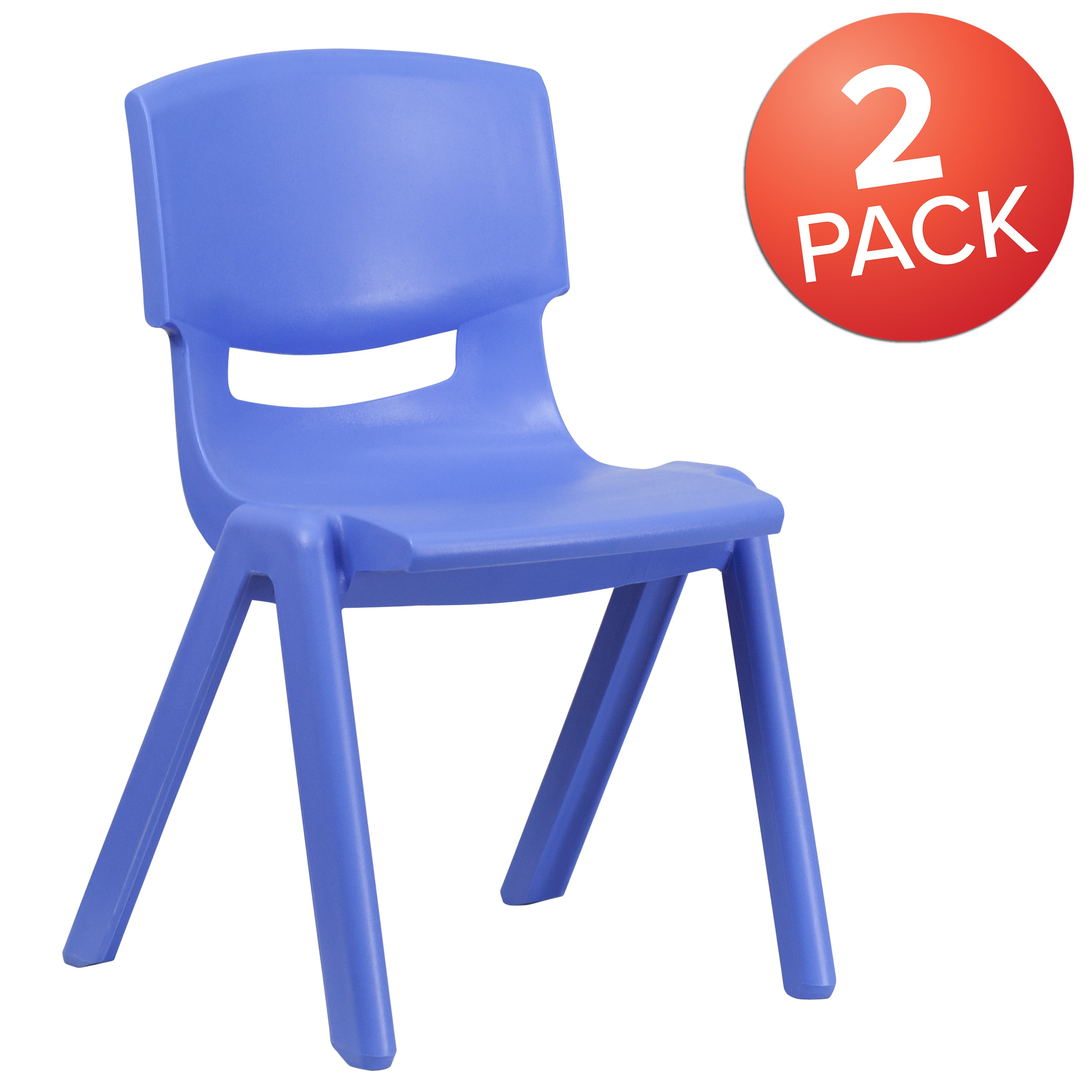 Whitney 2 Pack Blue Plastic Stackable School Chair with 15.5" Seat Height