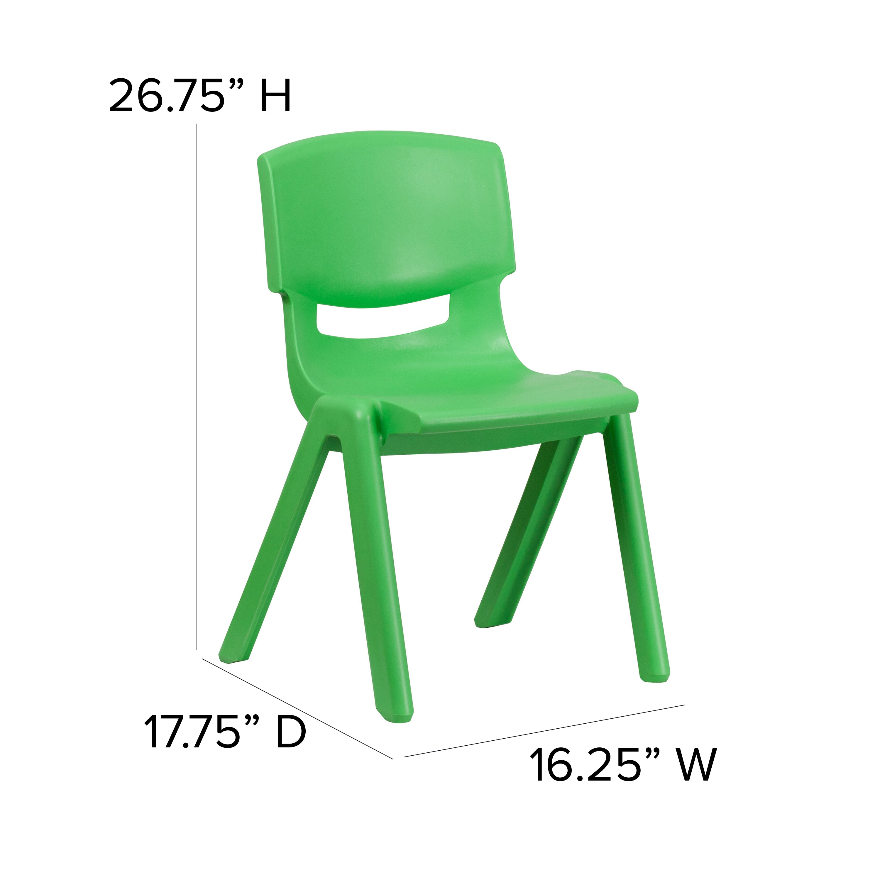 Whitney 2 Pack Green Plastic Stackable School Chair with 15.5" Seat Height