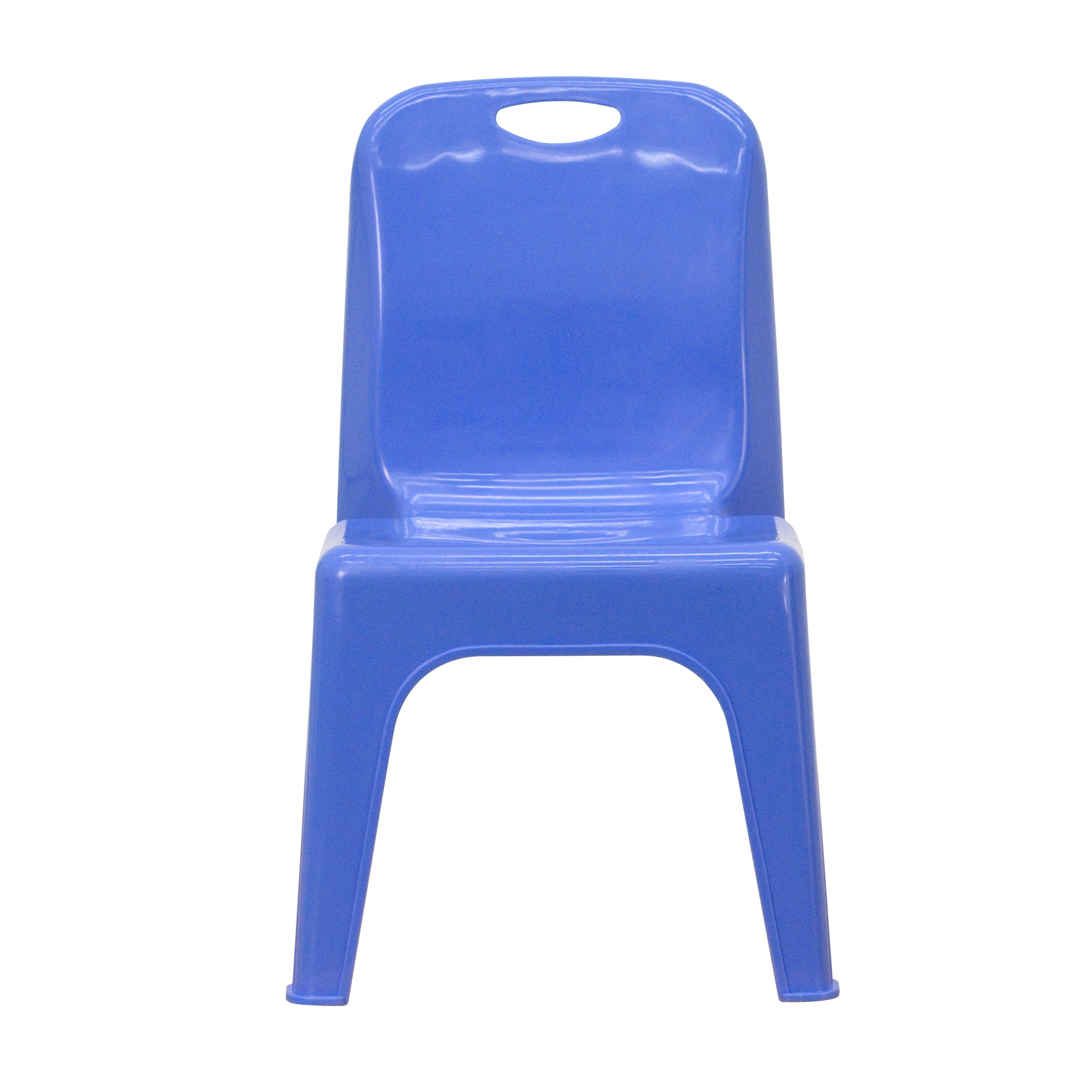 Whitney 2 Pack Blue Plastic Stackable School Chair with Carrying Handle and 11" Seat Height