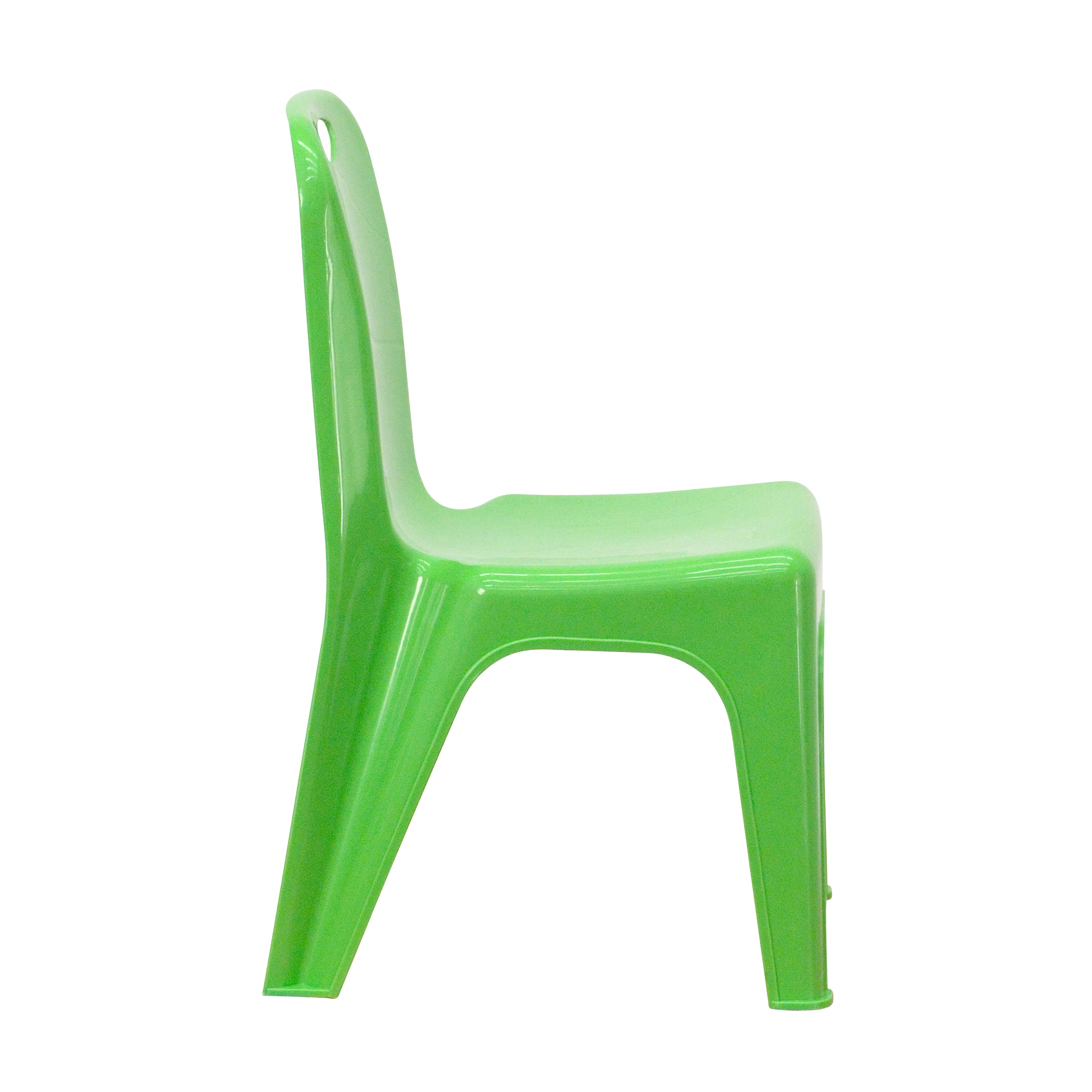 Whitney 2 Pack Green Plastic Stackable School Chair with Carrying Handle and 11" Seat Height