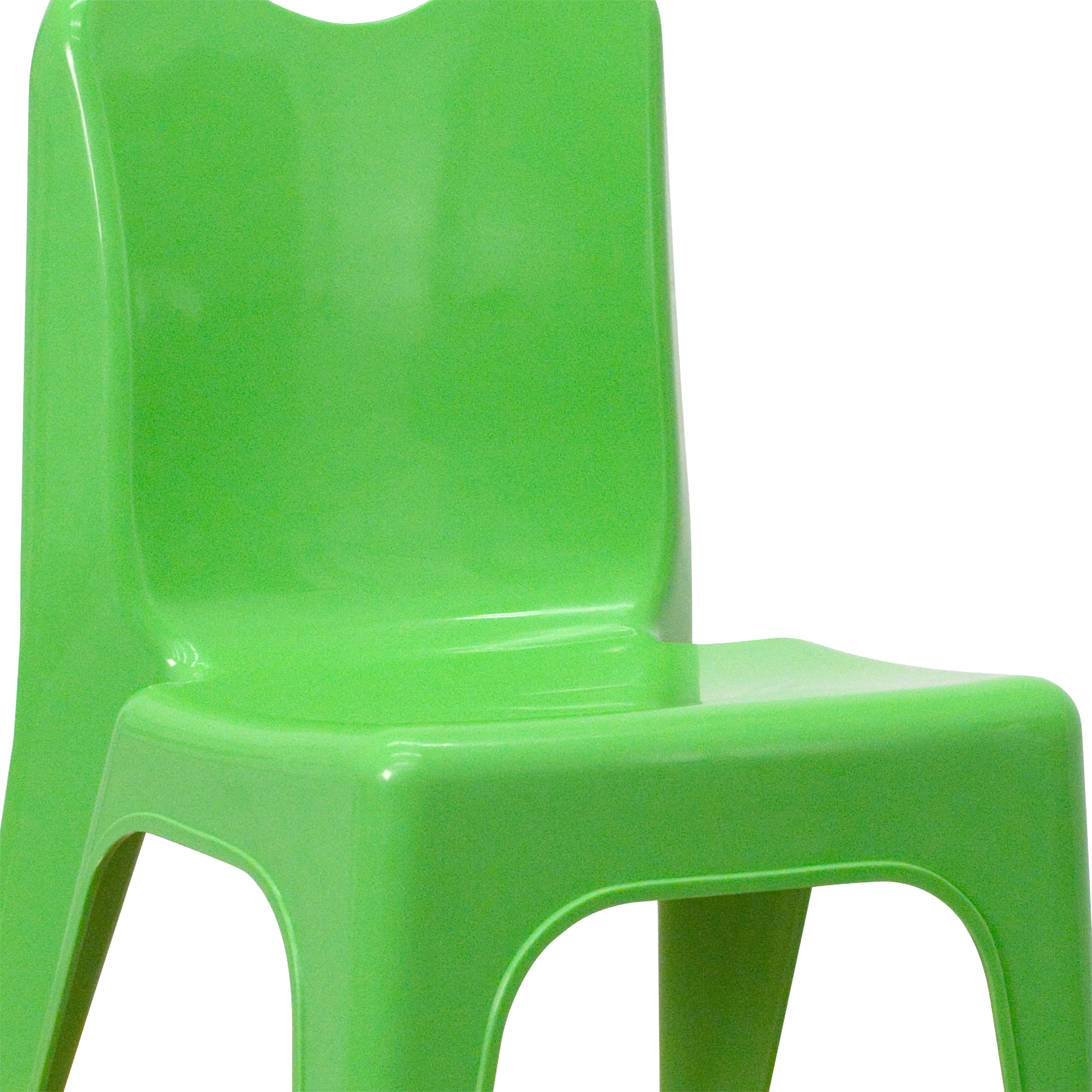 Whitney 2 Pack Green Plastic Stackable School Chair with Carrying Handle and 11" Seat Height