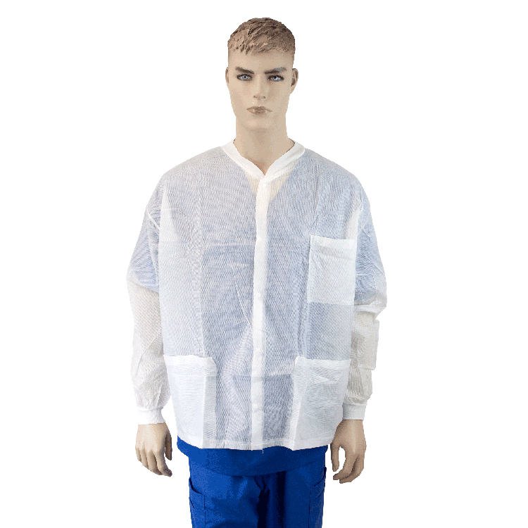 Labjacket w/ Pockets, Large, White - 10 pcs per Box/3 boxes per Case