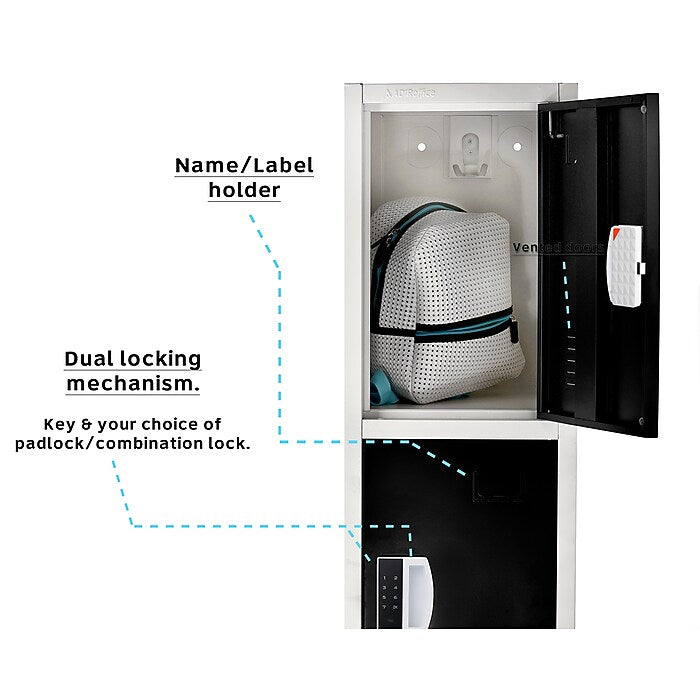 72" H x 12" W  4-Tier Steel Storage Locker with Digital Lock, Black, Pack of 4
