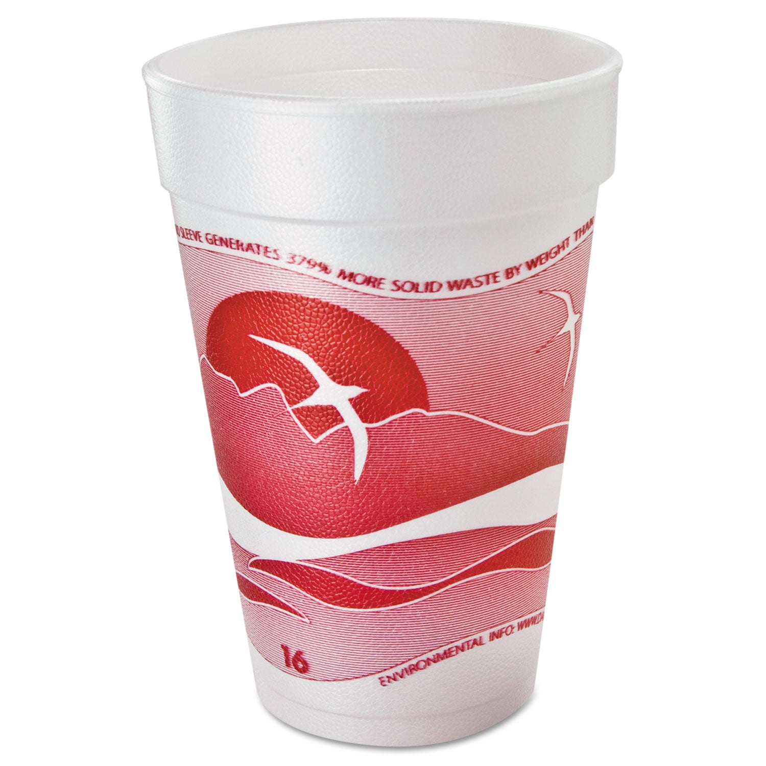Horizon Hot/Cold Foam Drinking Cups, 16 oz, White/Cranberry, 25/Bag, 40 Bags/Carton