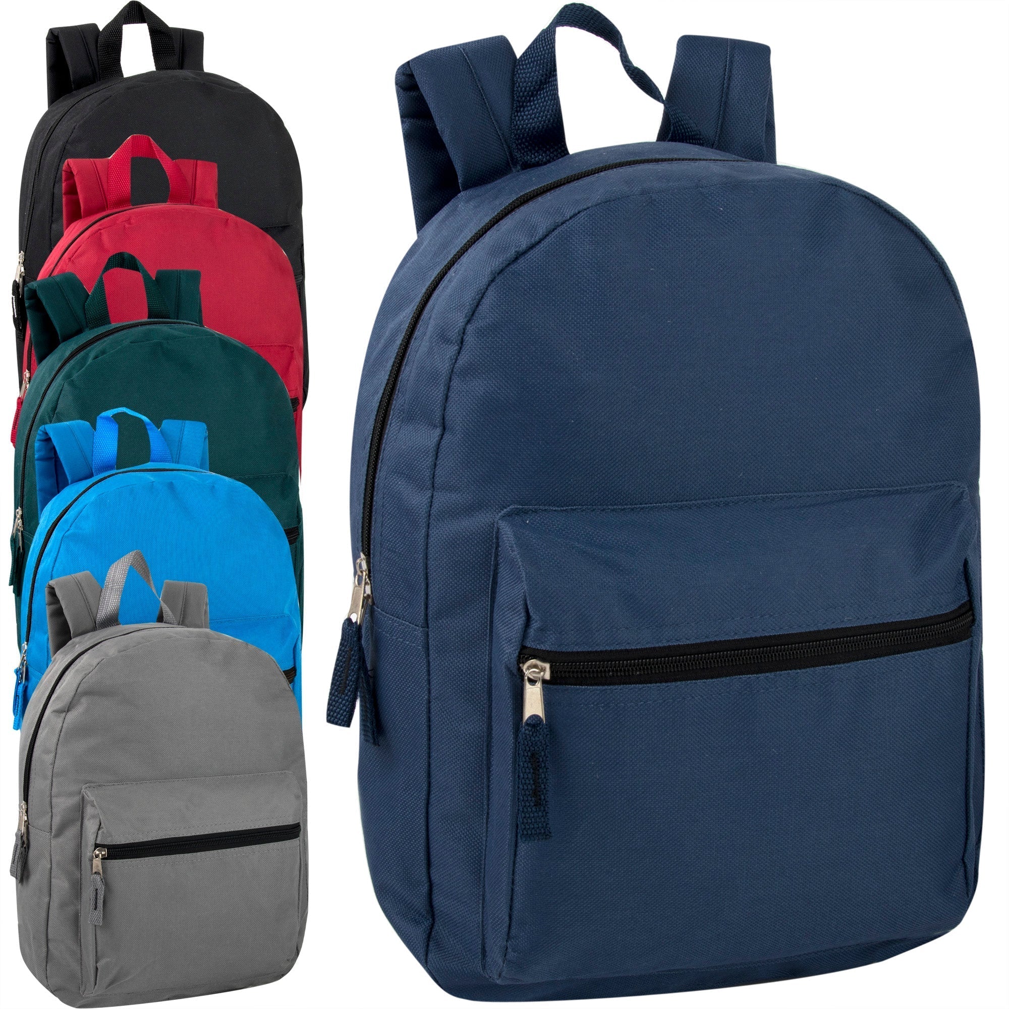 15 Inch Basic Backpack - 6 Color - 24 in the Pack