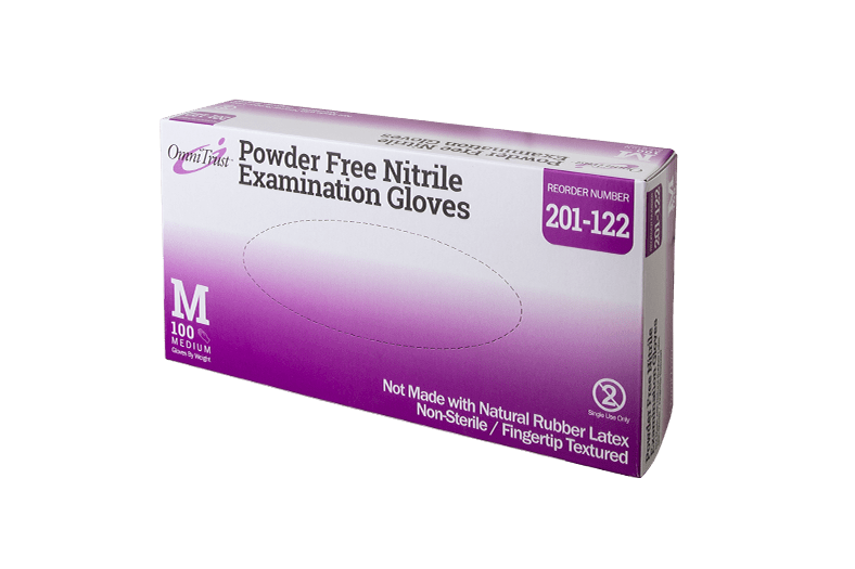 OmniTrust Nitrile Powder Free Examination Gloves (Medium), 100 Pcs/Box, 10 Box/Cs