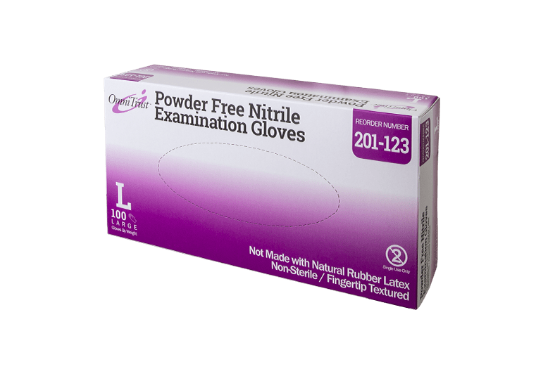 OmniTrust Nitrile Powder Free Examination Gloves (Large), 100 Pcs/Box, 10 Box/Cs