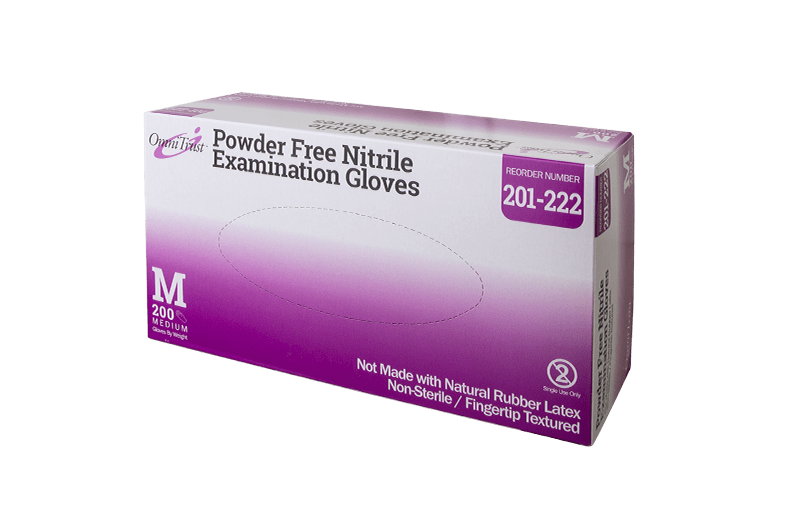 OmniTrust Nitrile Powder Free Examination Gloves (Medium), 200 Pcs/Box, 10 Box/Cs