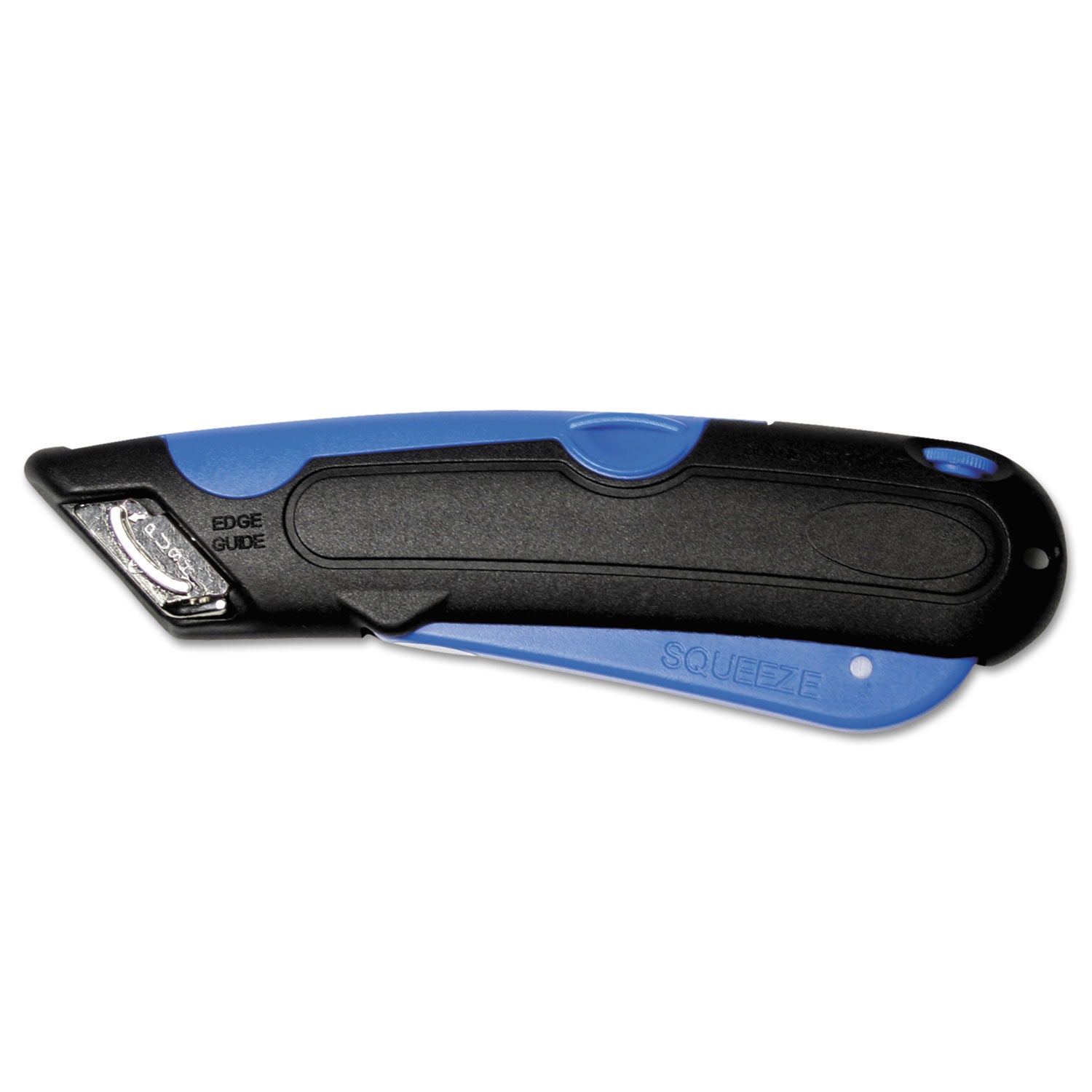 Self-retractable, Locking Blade - Stainless Steel, Plastic - Blue, Black - 1 Each