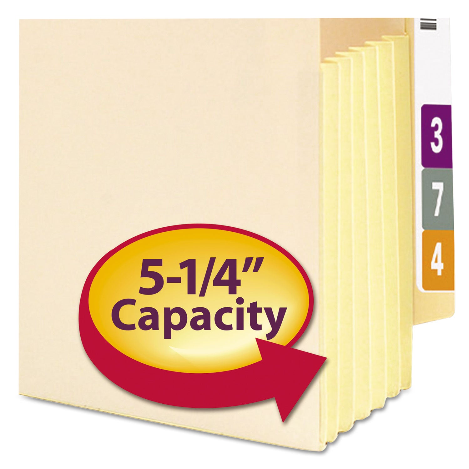 Smead Straight Tab Cut Letter Recycled File Pocket - 8 1/2" x 11" - 5 1/4" Expansion - 2 Plys - Manila - Manila - 10% Recycled - 10 / Box
