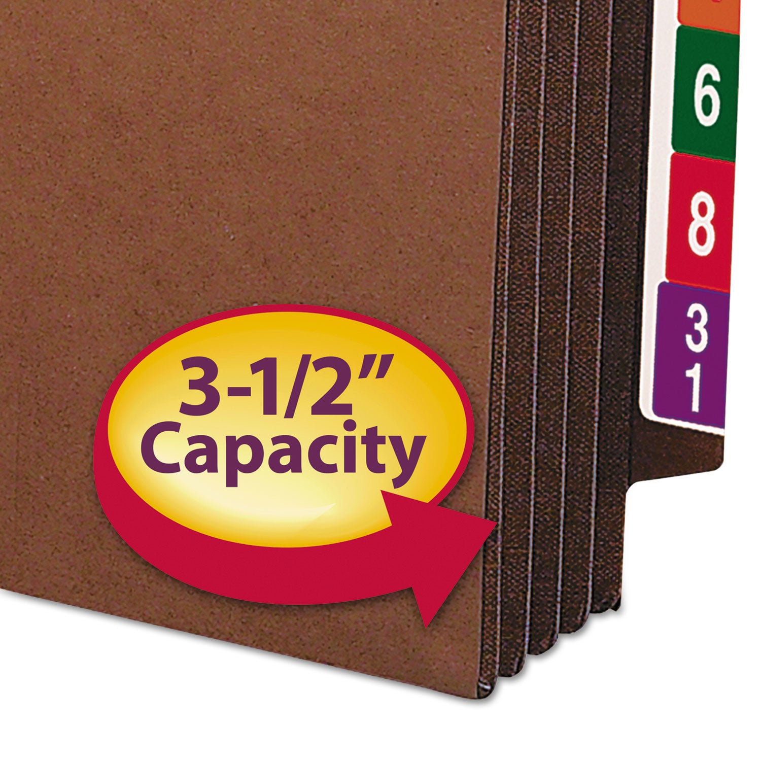 Smead TUFF Straight Tab Cut Letter Recycled File Pocket - 8 1/2" x 11" - 3 1/2" Expansion - 2 Plys - Redrope - Rip Resistant, Tear Resistant, Reinforced Tab, Heavyweight Cover - 30% Recycled - 10 / Box