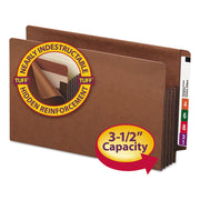 Smead TUFF Straight Tab Cut Legal Recycled File Pocket - 8 1/2" x 14" - 3 1/2" Expansion - 16.5 pt. - 2 Plys - Redrope - Rip Resistant, Tear Resistant, Reinforced Tab, Heavyweight Cover - 30% Recycled - 10 / Box