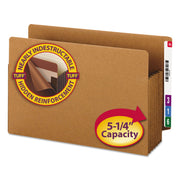 Smead TUFF Straight Tab Cut Legal Recycled File Pocket - 8 1/2" x 14" - 5 1/4" Expansion - 2 Plys - Redrope - Rip Resistant, Tear Resistant, Reinforced Tab, Heavyweight Cover - 30% Recycled - 10 / Box
