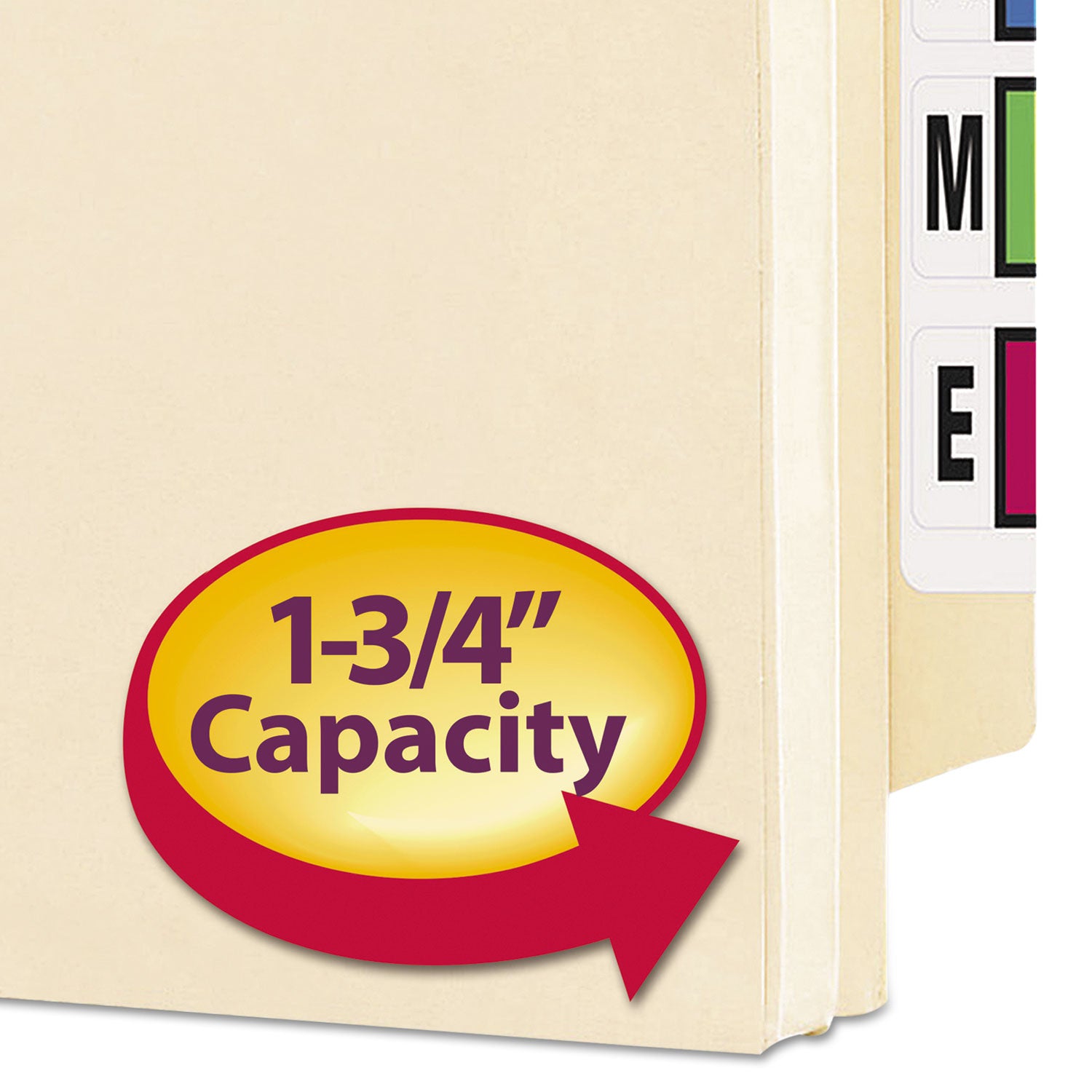 Smead Straight Tab Cut Letter Recycled File Pocket - 8 1/2" x 11" - 1 3/4" Expansion - 2 Plys - Manila - Embossed - 10% Recycled - 25 / Box
