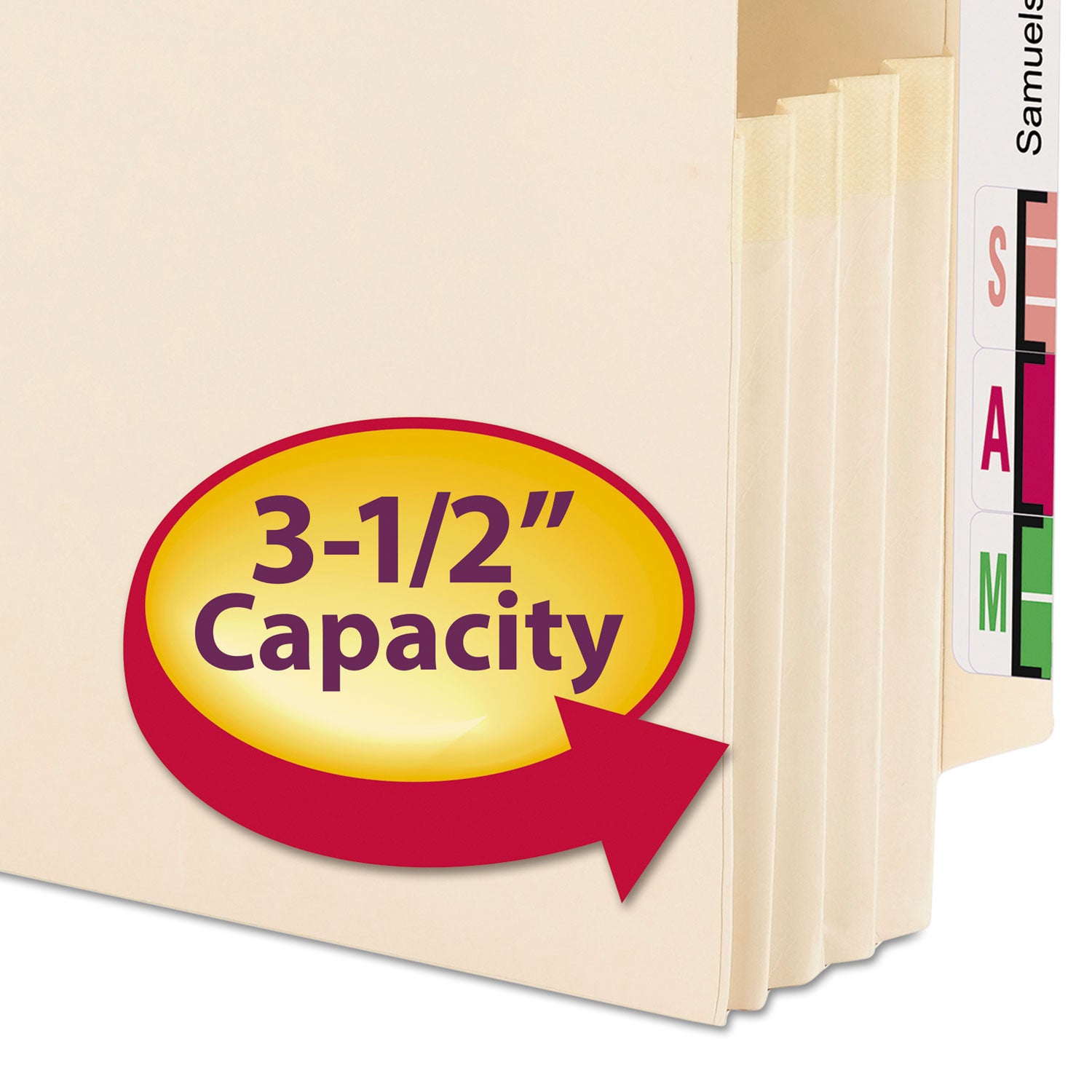 Smead Straight Tab Cut Letter Recycled File Pocket - 8 1/2" x 11" - 3 1/2" Expansion - 2 Plys - Manila - Embossed - 10% Recycled - 25 / Box