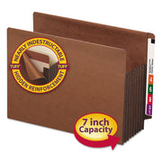 Smead TUFF Straight Tab Cut Letter Recycled File Pocket - 8 1/2" x 11" - 7" Expansion - 16.5 pt. - 2 Plys - Redrope - Rip Resistant, Tear Resistant, Reinforced Tab, Heavyweight Cover - 30% Recycled - 5 / Box