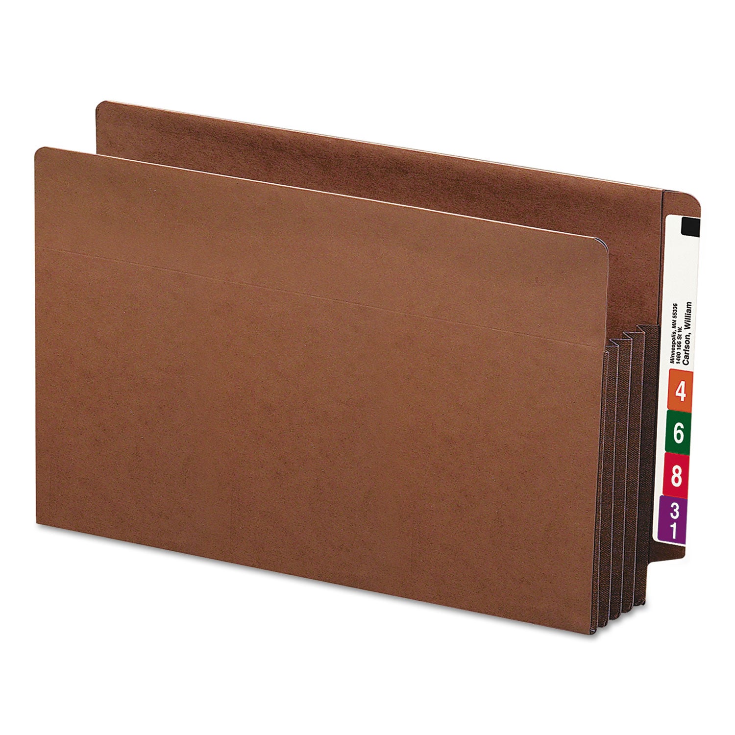 Smead TUFF Straight Tab Cut Legal Recycled File Pocket - 8 1/2" x 14" - 3 1/2" Expansion - 16.5 pt. - 2 Plys - Redrope - Rip Resistant, Tear Resistant, Reinforced Tab, Heavyweight Cover - 30% Recycled - 10 / Box