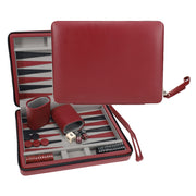 Magnetic Backgammon Set with Leatherette Case and Carrying Strap - Travel Size, Color: Burgundy