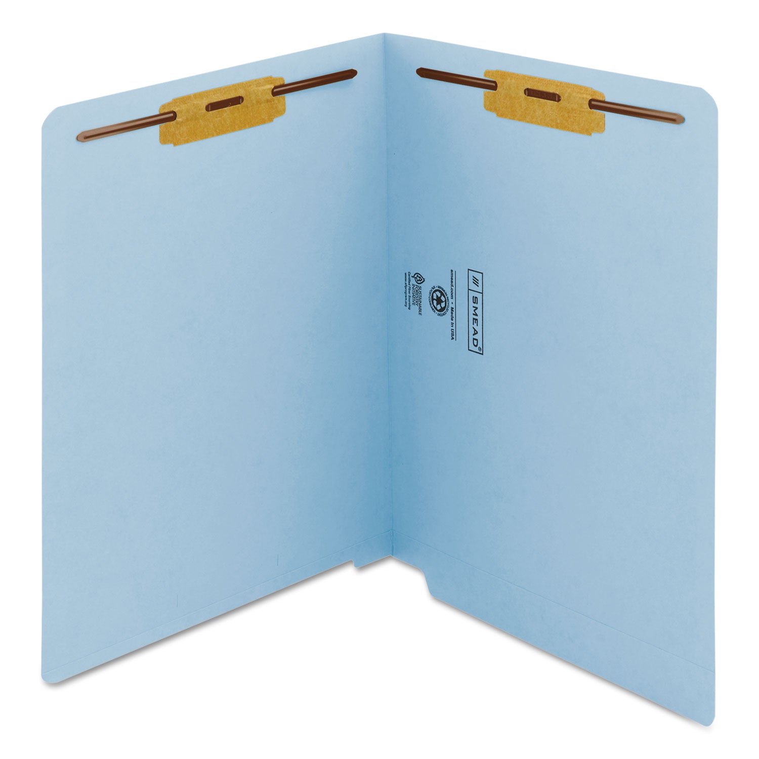 Smead Shelf-Master Straight Tab Cut Letter Recycled Fastener Folder - 8 1/2" x 11" - 3/4" Expansion - 2 x 2B Fastener(s) - 2" for Folder - End Tab Location - 11 pt. - 2 Plys - Blue - 10% Recycled - 50 / Box