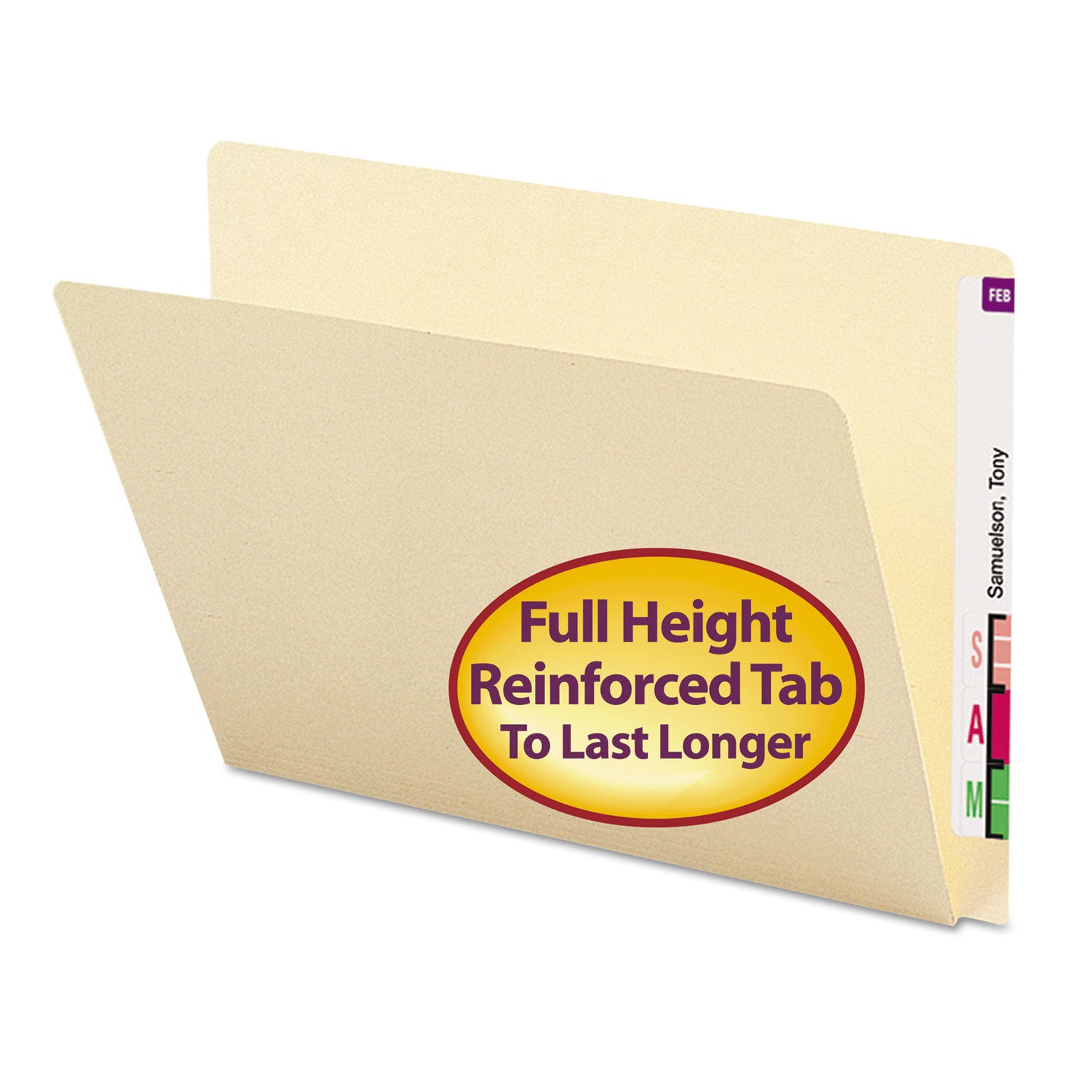 Smead Straight Tab Cut Letter Recycled End Tab File Folder - 8 1/2" x 11" - 3/4" Expansion - 14 pt. - 2 Plys - Manila - Embossed - 10% Recycled - 100 / Box