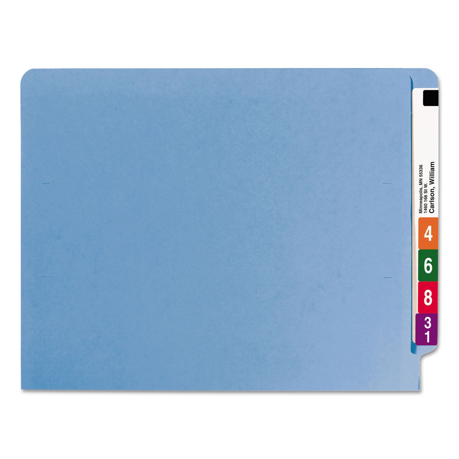 Smead Shelf-Master Straight Tab Cut Letter Recycled Fastener Folder - 8 1/2" x 11" - 3/4" Expansion - 2 x 2B Fastener(s) - 2" for Folder - End Tab Location - 11 pt. - 2 Plys - Blue - 10% Recycled - 50 / Box