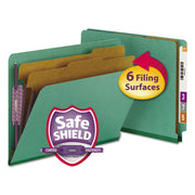 Smead Straight Tab Cut Letter Recycled Classification Folder - 8 1/2" x 11" - 2" Expansion - 2 x 2S Fastener(s) - 2" for Folder - End Tab Location - 2 Divider(s) - 25 pt. - Pressboard - Green - 100% Recycled - 10 / Box