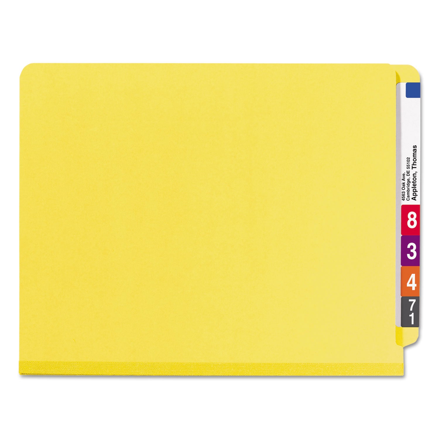 Smead Straight Tab Cut Letter Recycled Classification Folder - 8 1/2" x 11" - 2" Expansion - 2 x 2S Fastener(s) - 2" for Folder - End Tab Location - 2 Divider(s) - 23 pt. - Pressboard - Yellow - 100% Recycled - 10 / Box